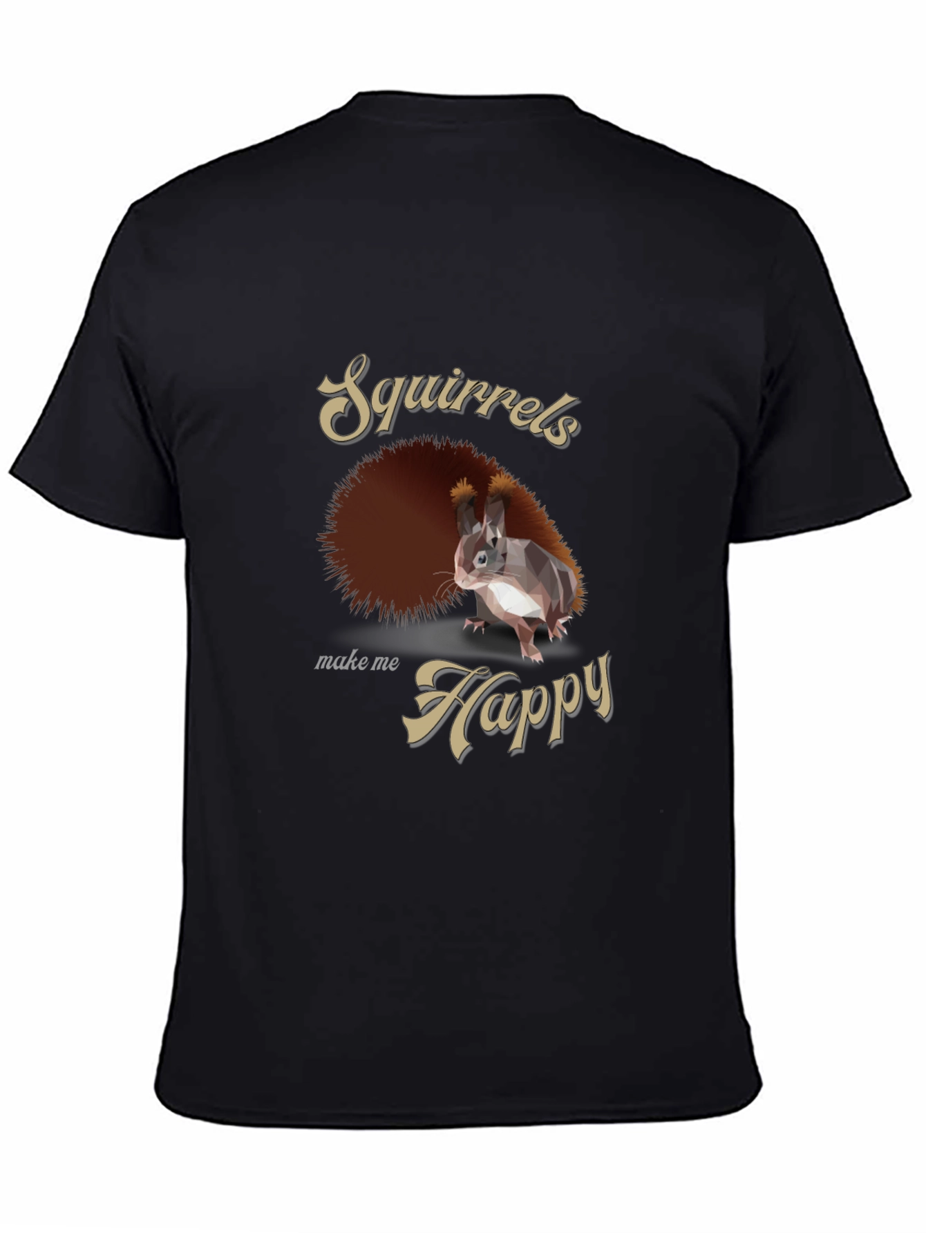 Black Squirrels Make Me Happy Graphic Tee - Casual Black T-Shirt view 4