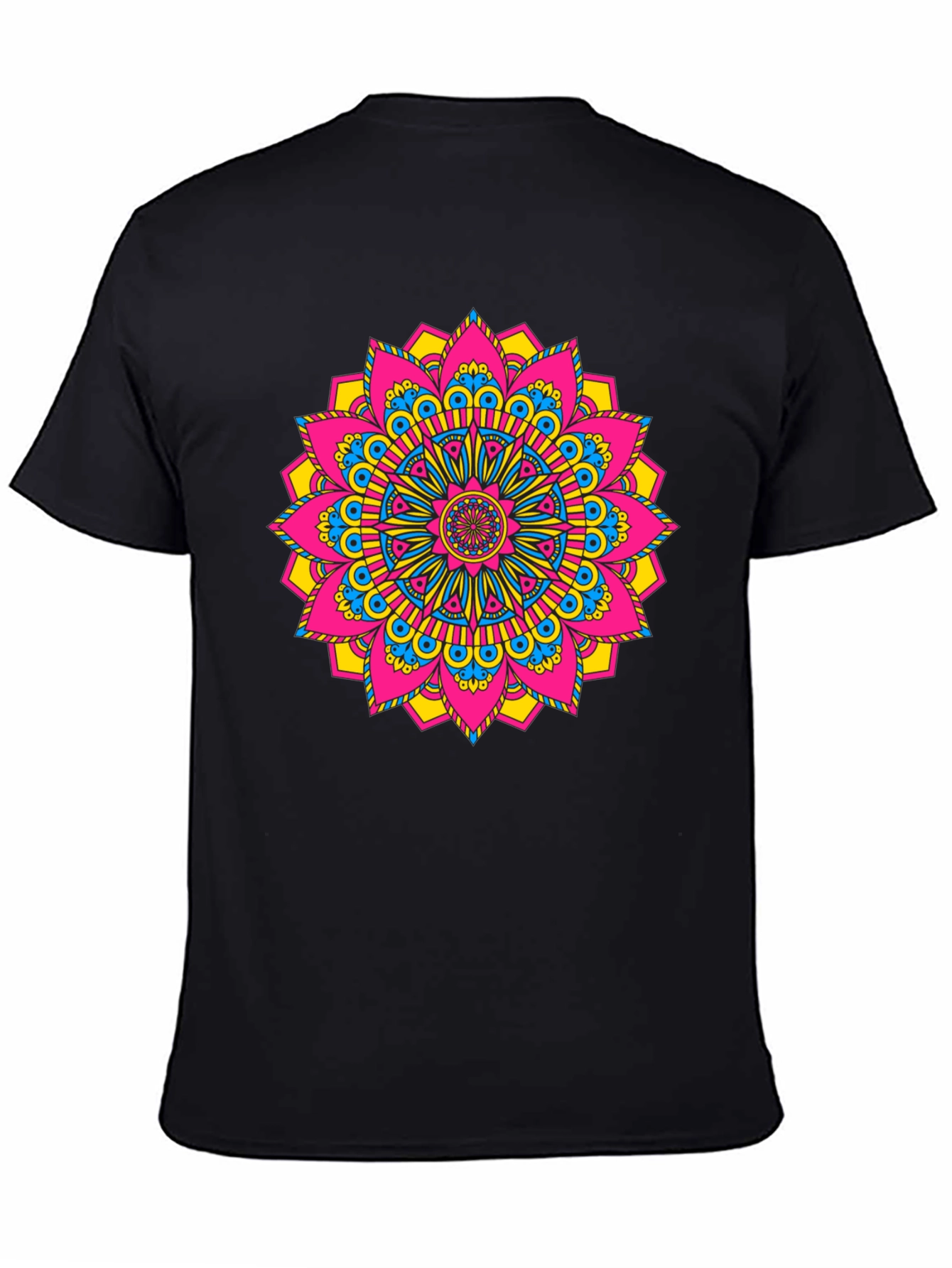 Black Vibrant Mandala Graphic Tee - Black Cotton Blend view 4
