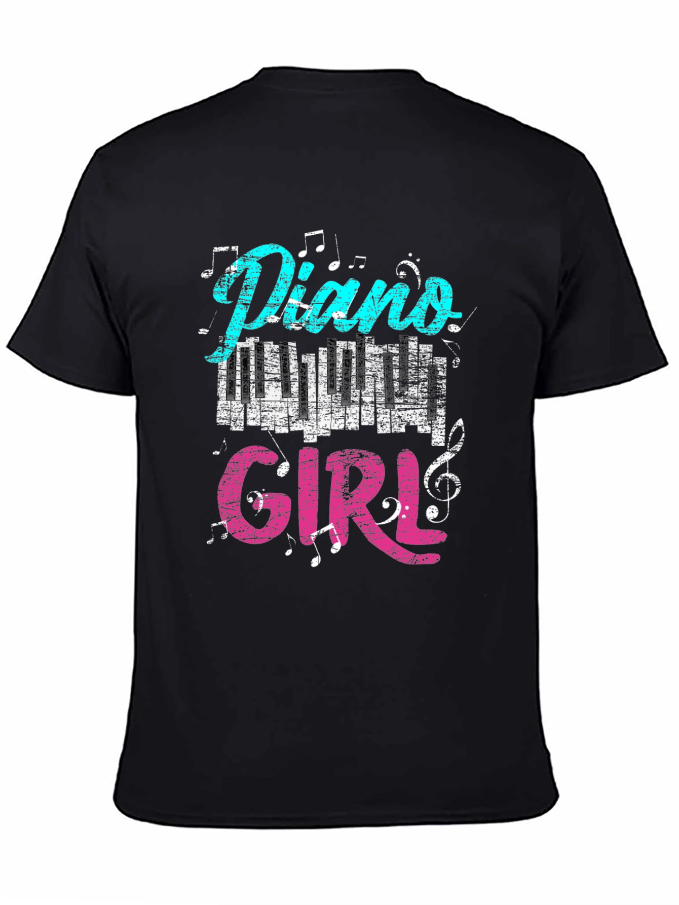 Black Piano Girl T-Shirt - Music Lover Tee view 4
