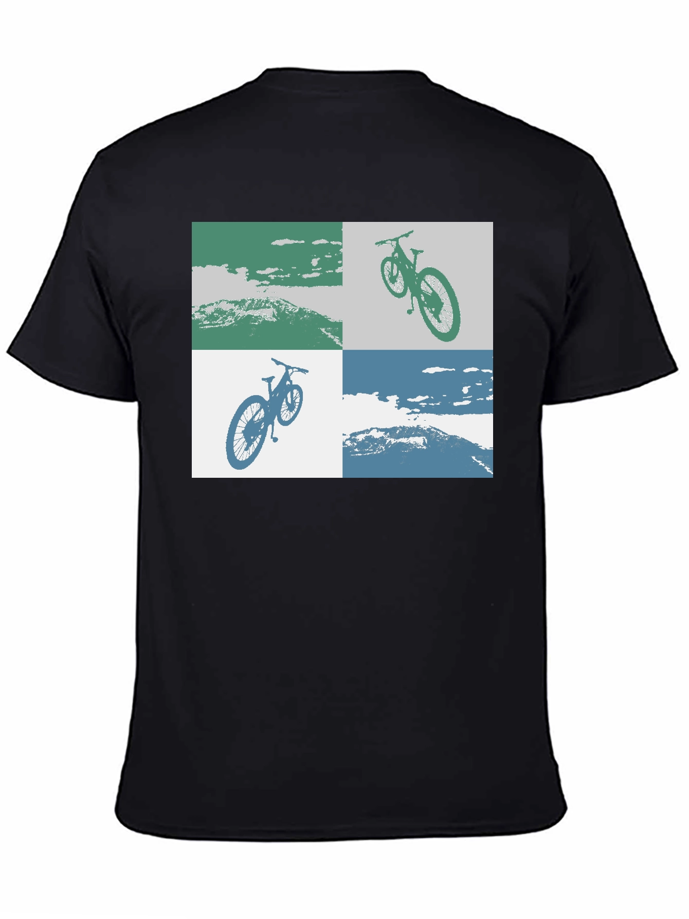 Black Mountain Bike Graphic Tee - Black Cotton T-Shirt view 4
