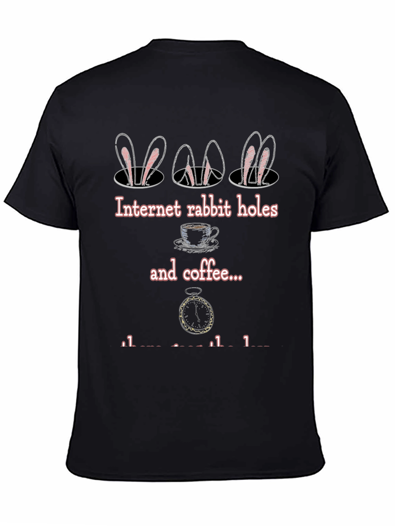 Black Rabbit Hole & Coffee T-Shirt - Alice in Wonderland Inspired Tee view 4