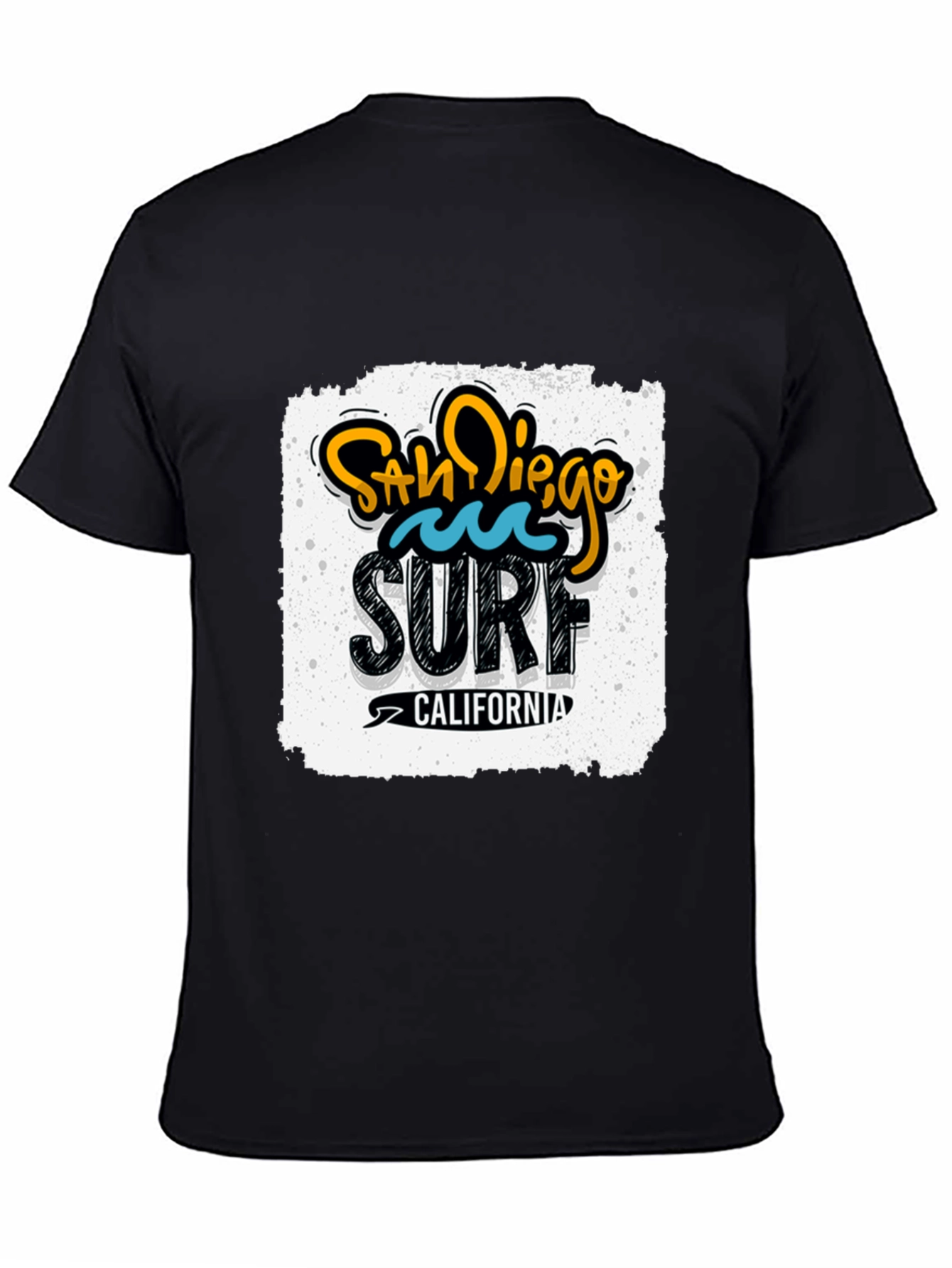 Black San Diego Surf California Graphic Tee - Black Cotton T-Shirt view 4