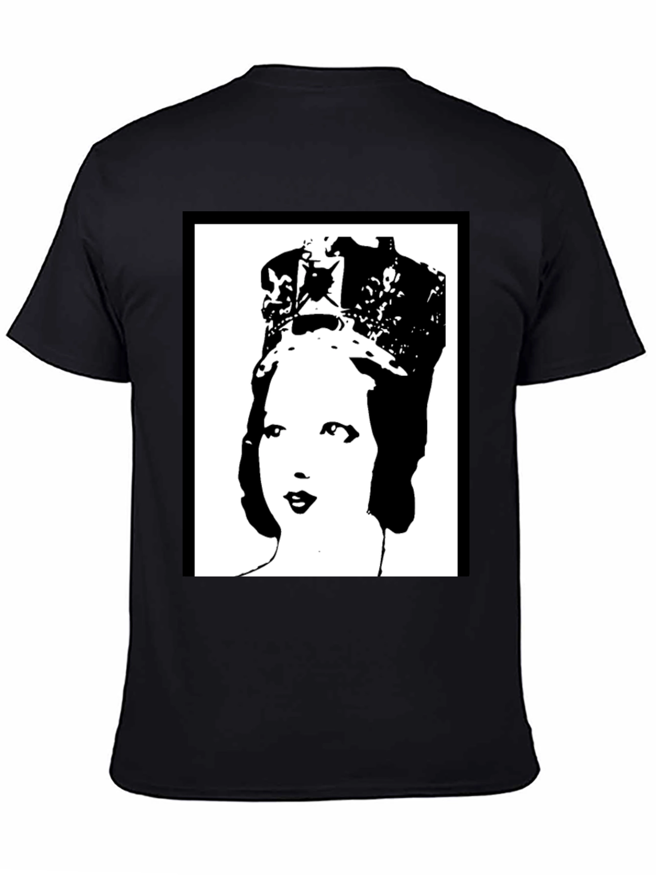 Black Queen Elizabeth Pop Art Black T-Shirt view 4