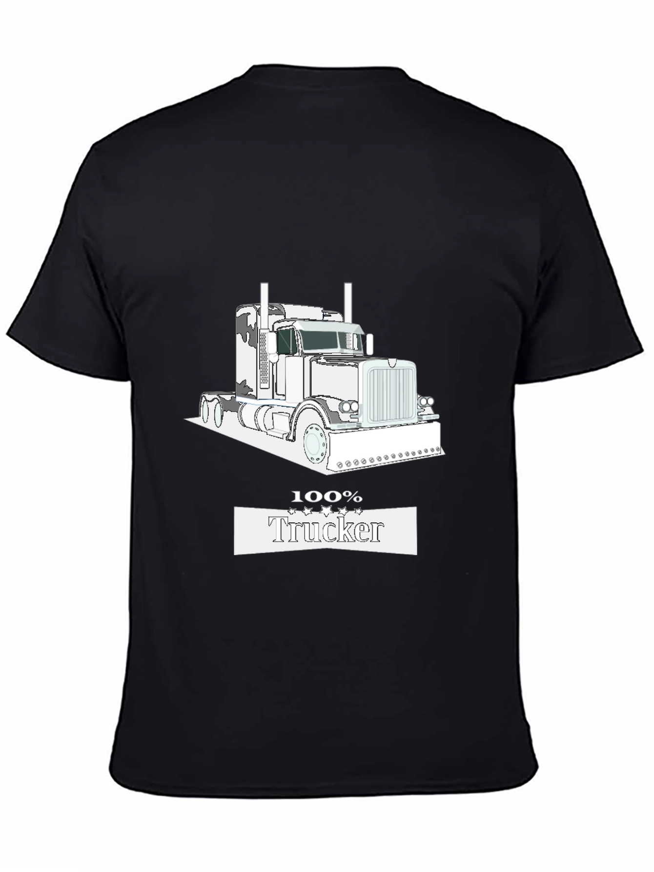 Black 100% Trucker Black T-Shirt view 4