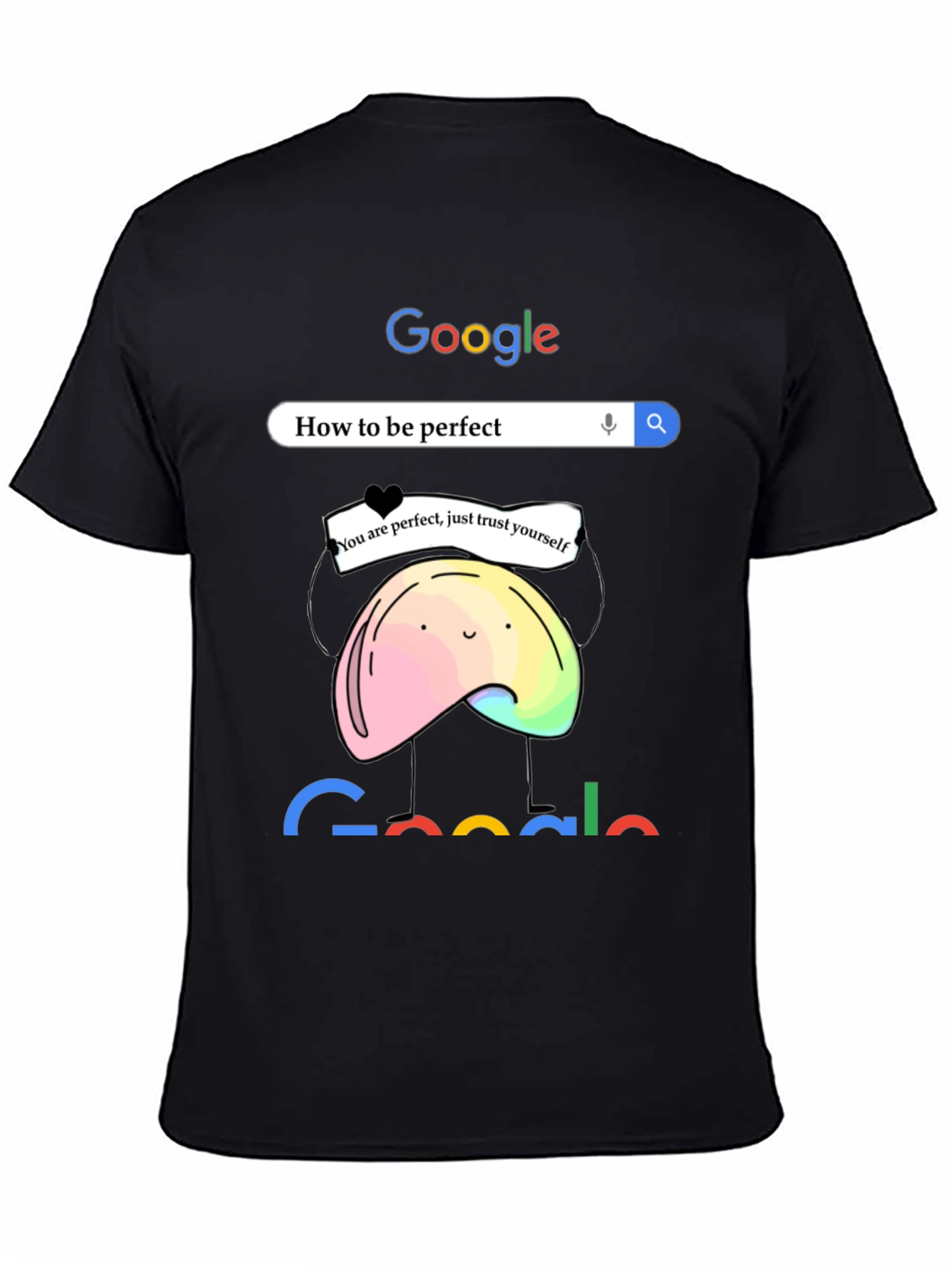 Black Funny "How to be Perfect" Google Search T-Shirt view 4