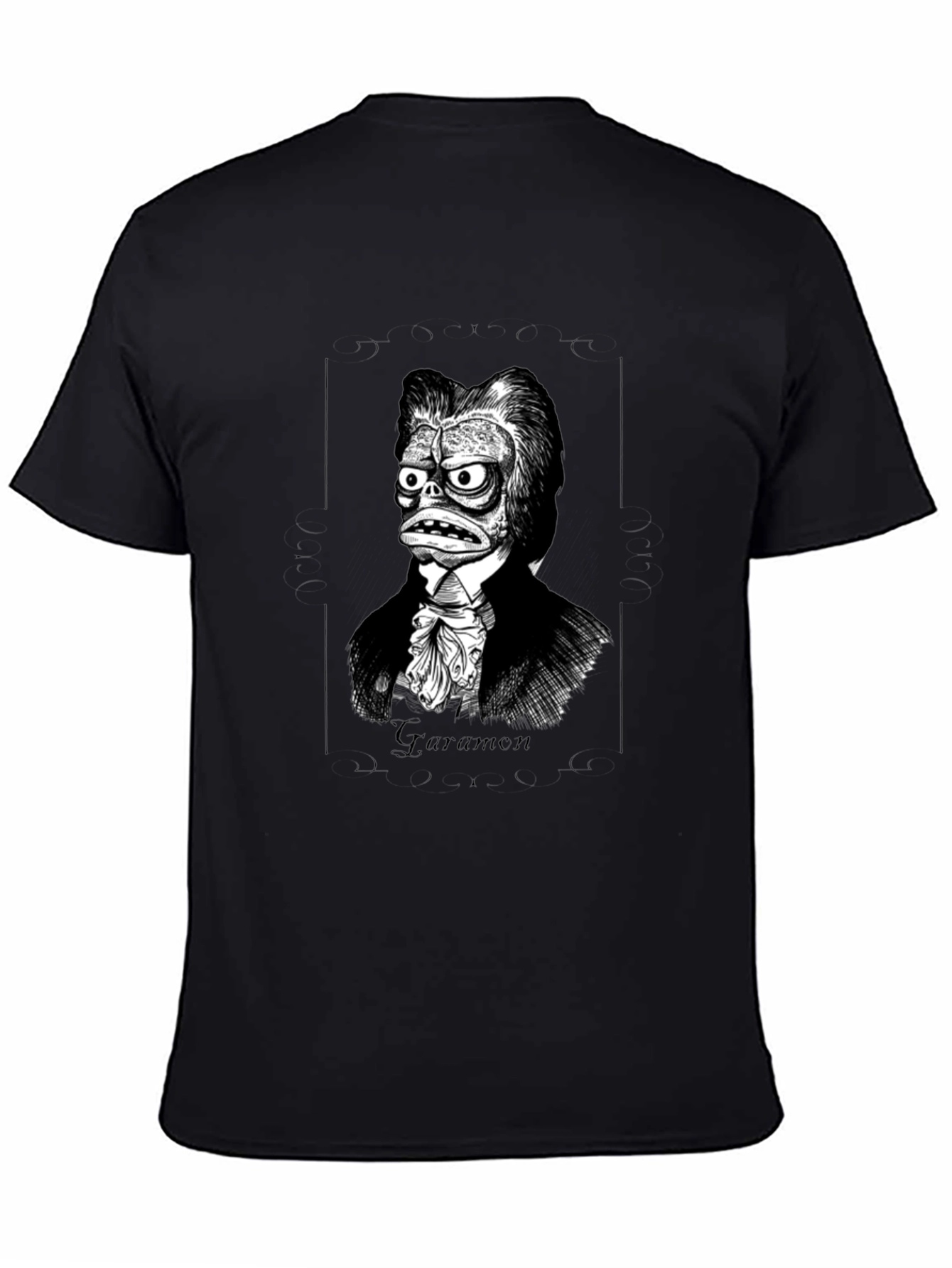 Black Guramon Character Graphic Tee - Classic Horror Style view 4
