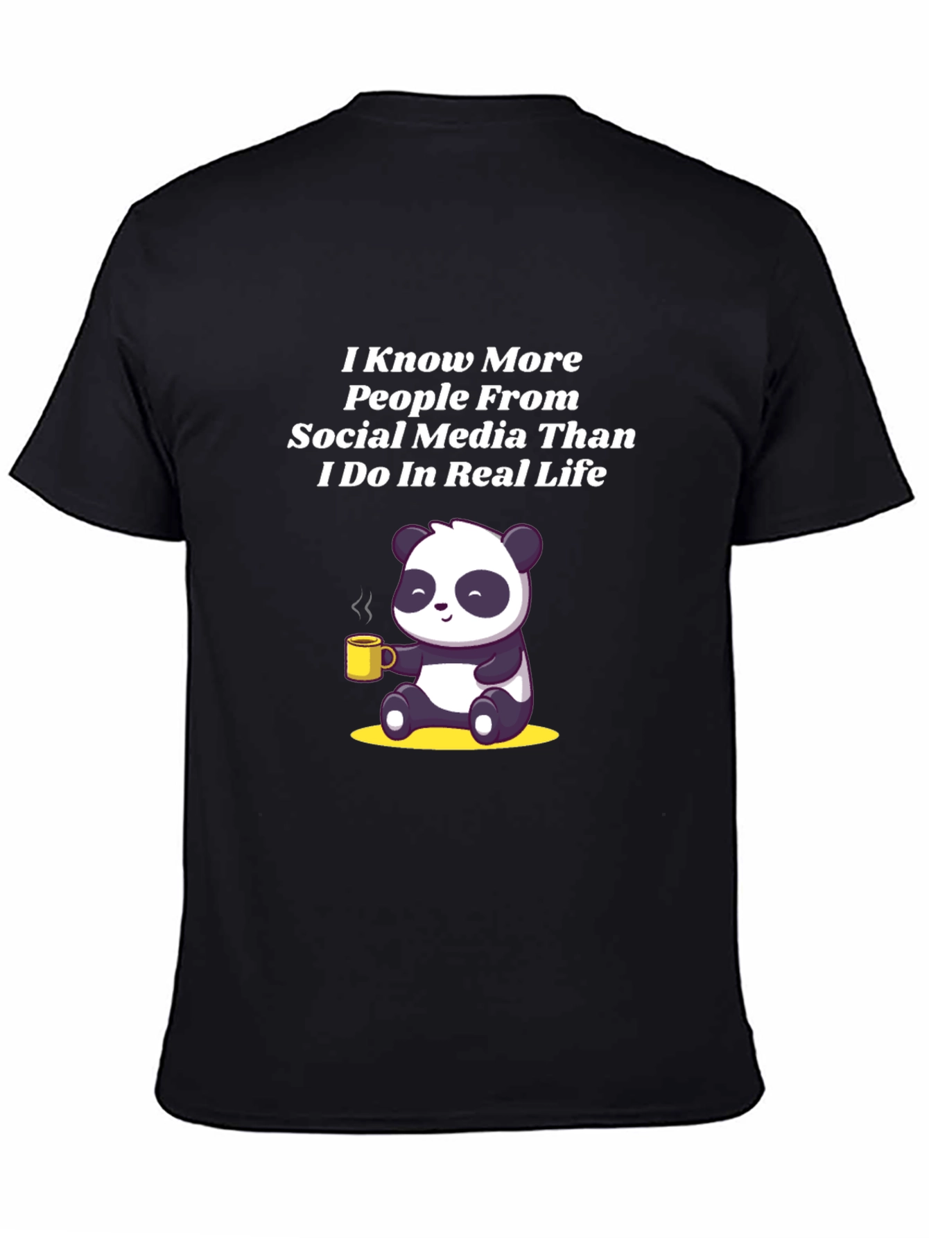 Black Social Media Panda Graphic T-Shirt view 4