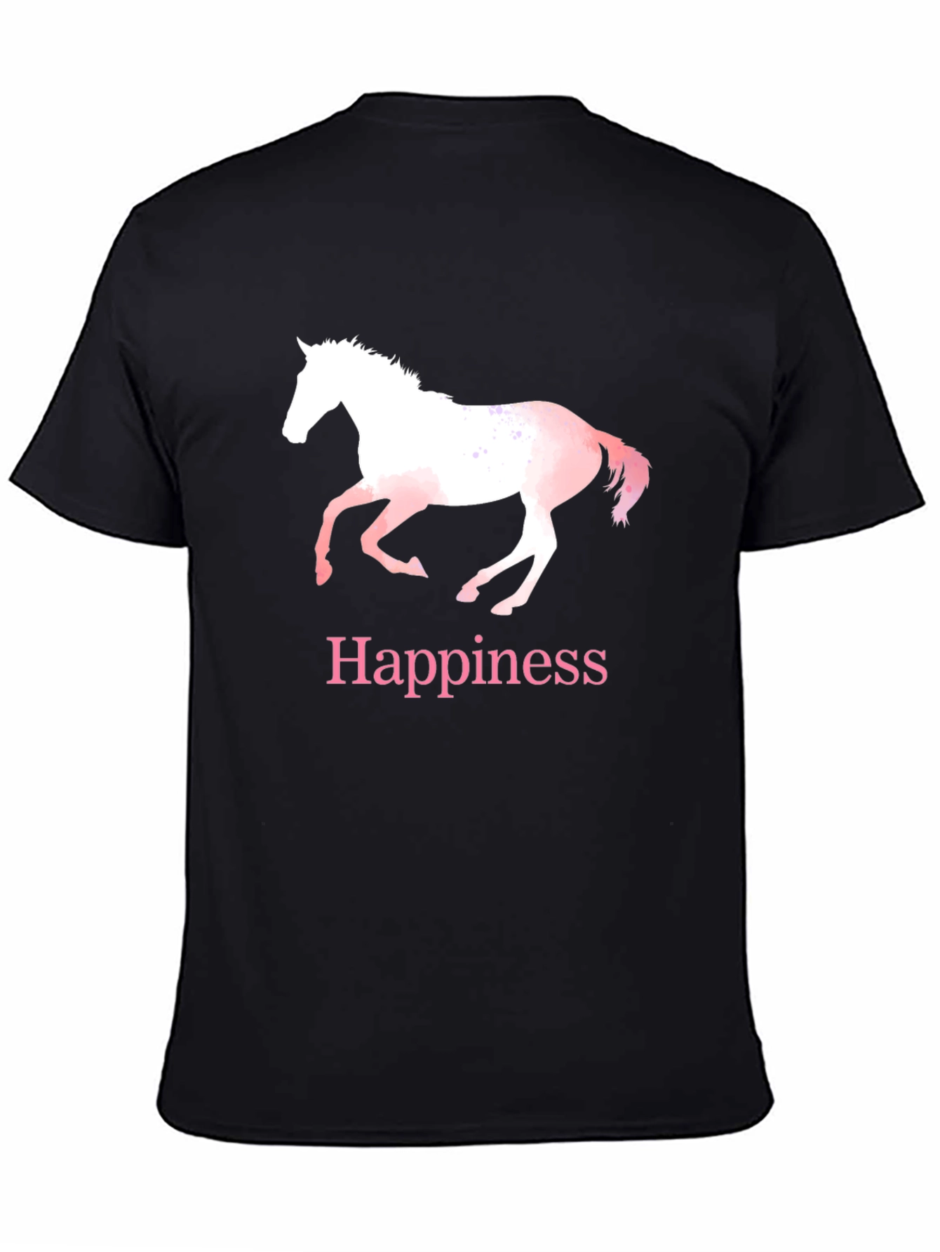 Black Happiness Horse T-Shirt - Black Cotton Tee view 4