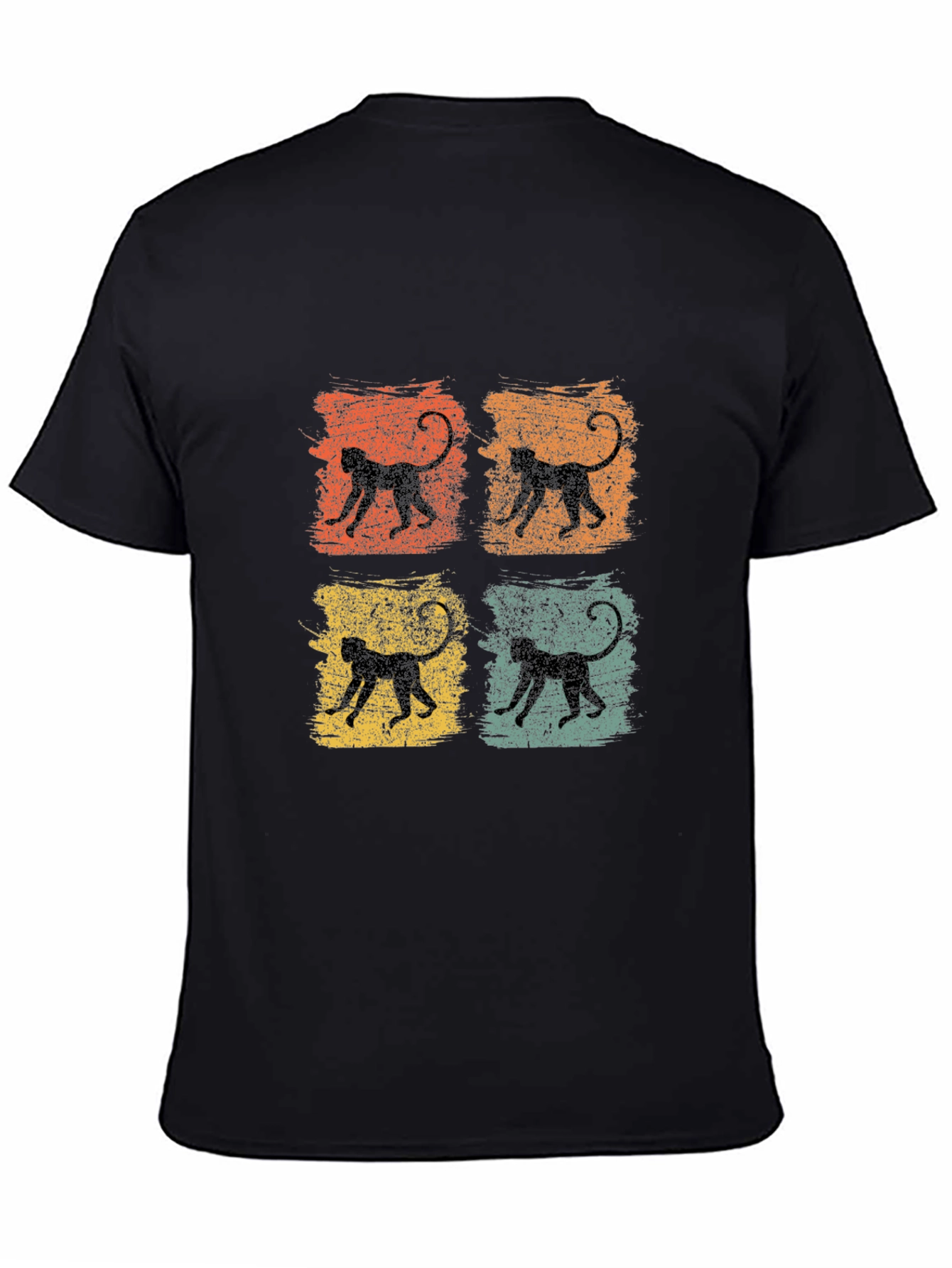 Black Retro Monkey Graphic Tee - Vintage Animal Print T-Shirt view 4