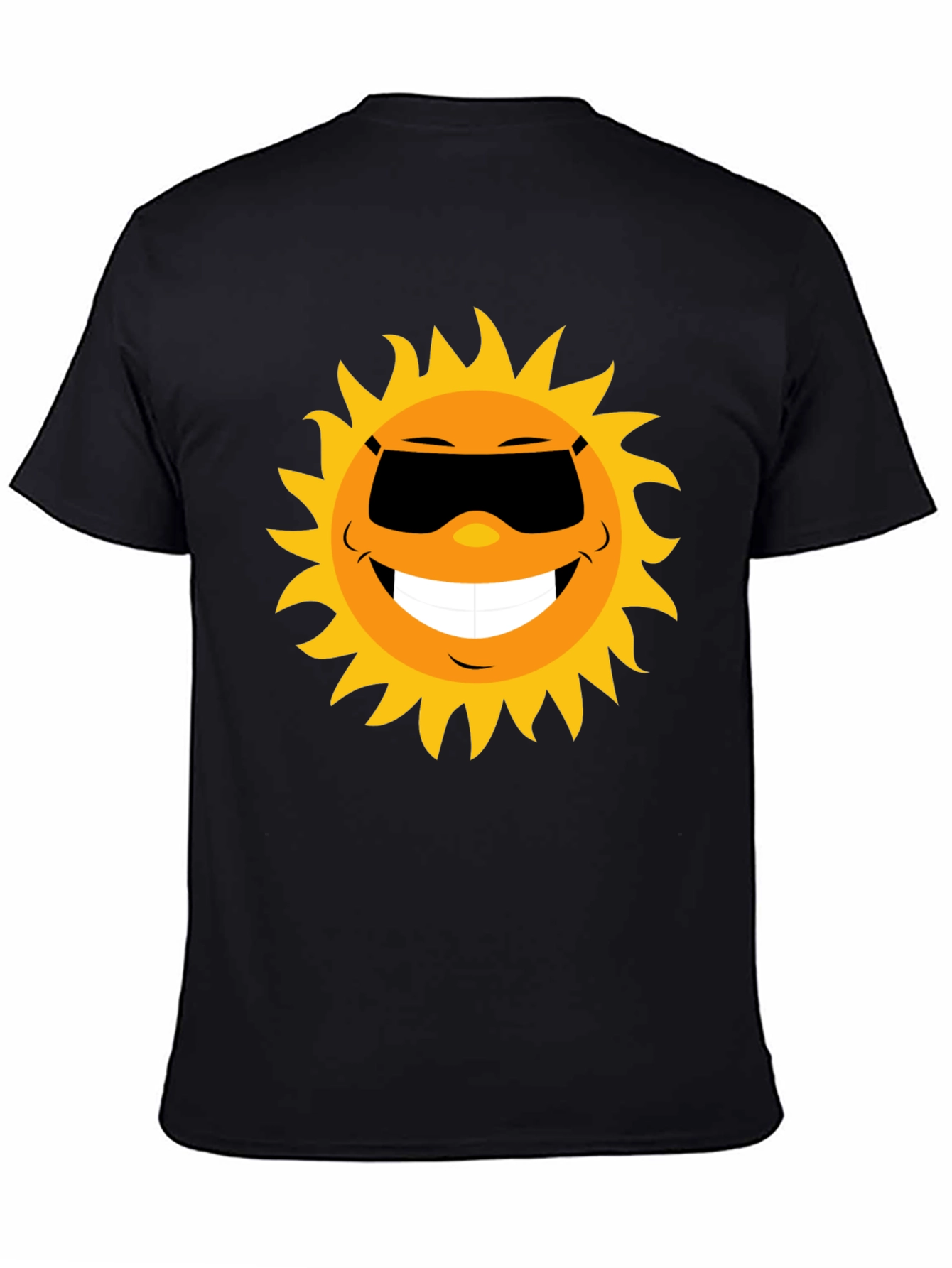 Black Smiling Sun Graphic Tee - Black Cotton Blend Shirt view 4
