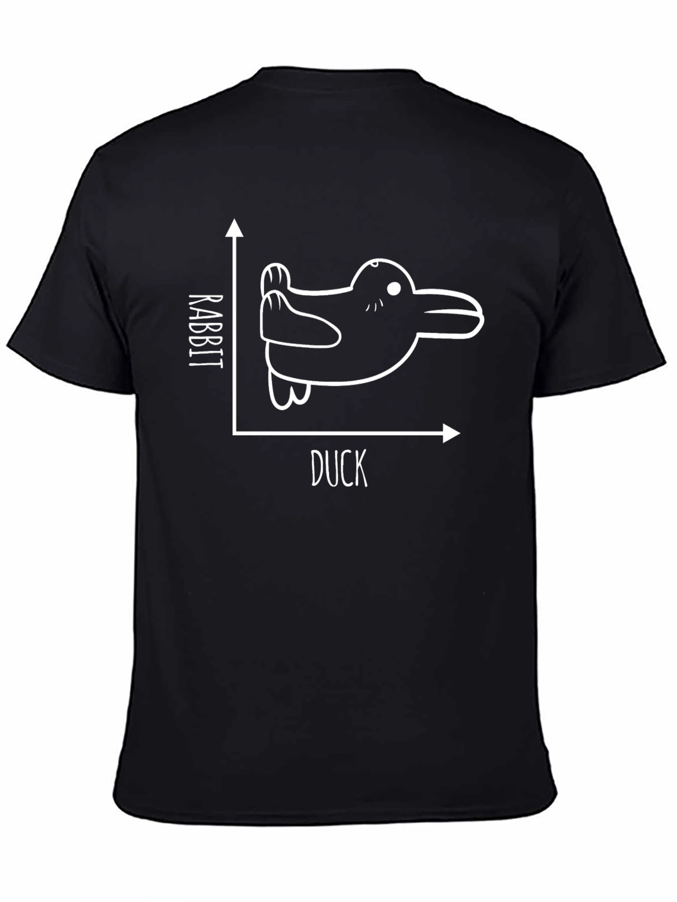 Black Rabbit Duck Illusion Graphic Tee - Black Cotton T-Shirt view 4