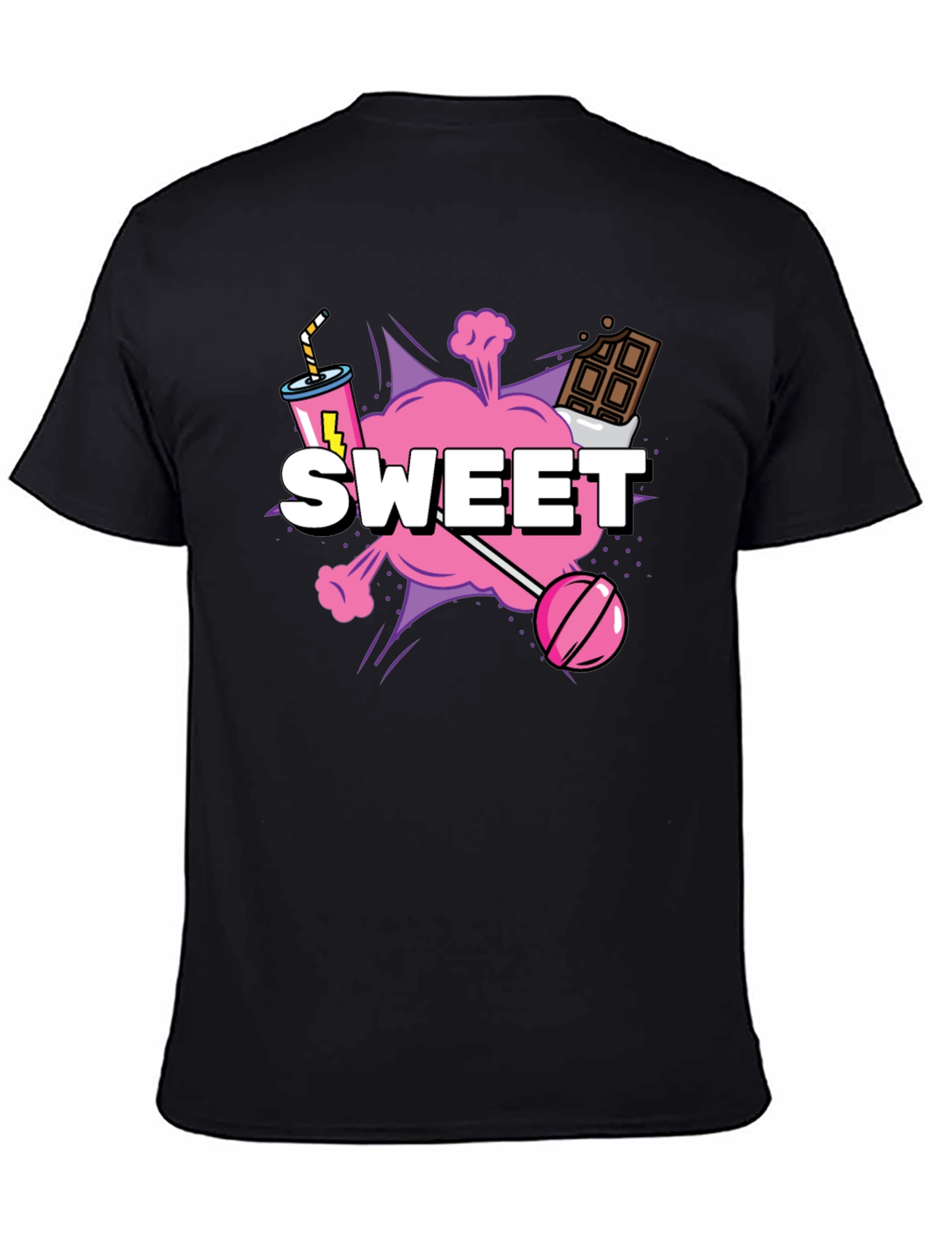 Black Sweet Treat Graphic Tee - Black Cotton T-Shirt view 4