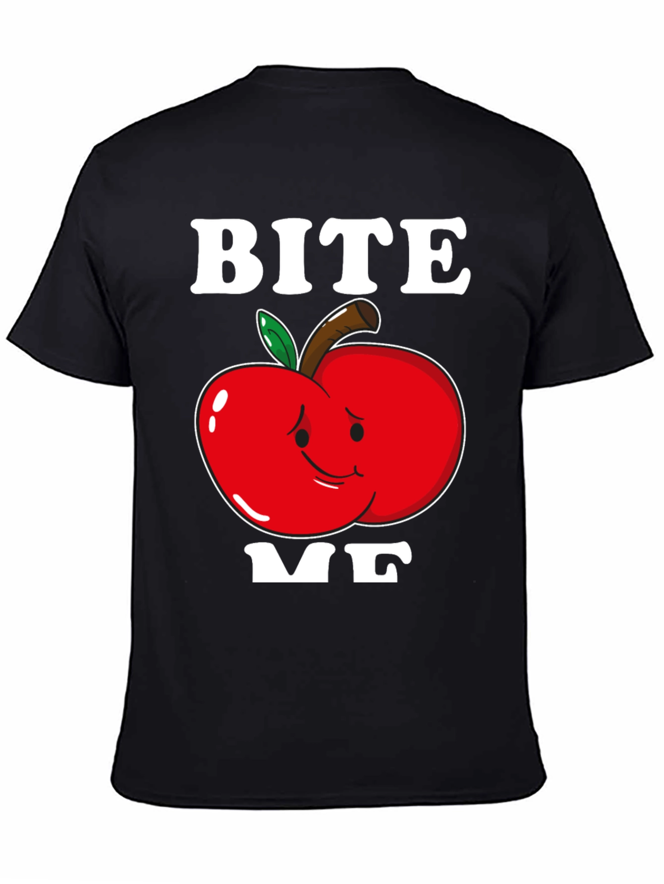 Black Bite Me Apple T-Shirt - Funny Graphic Tee view 4