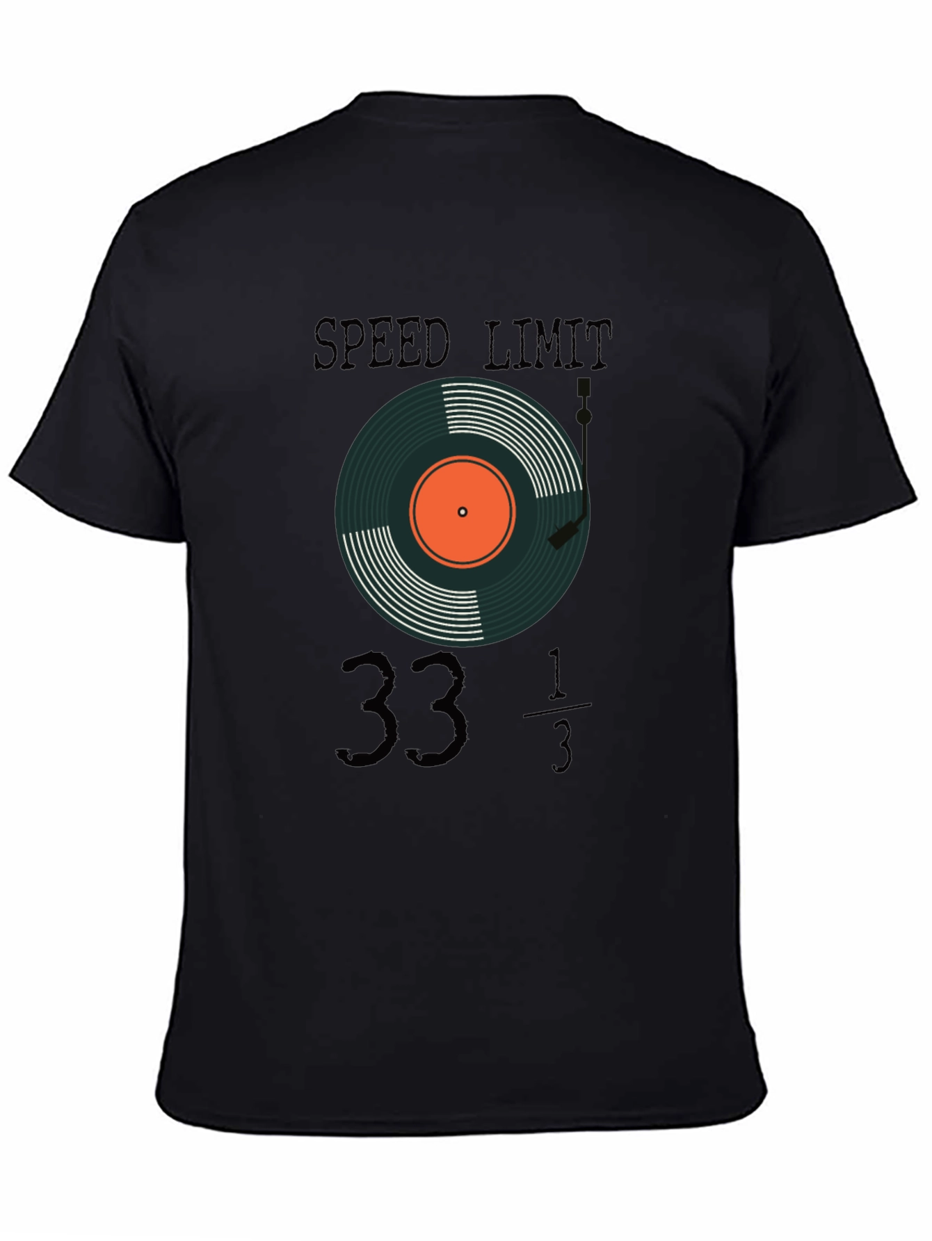 Black Speed Limit 33 1/3 RPM Record T-Shirt view 4