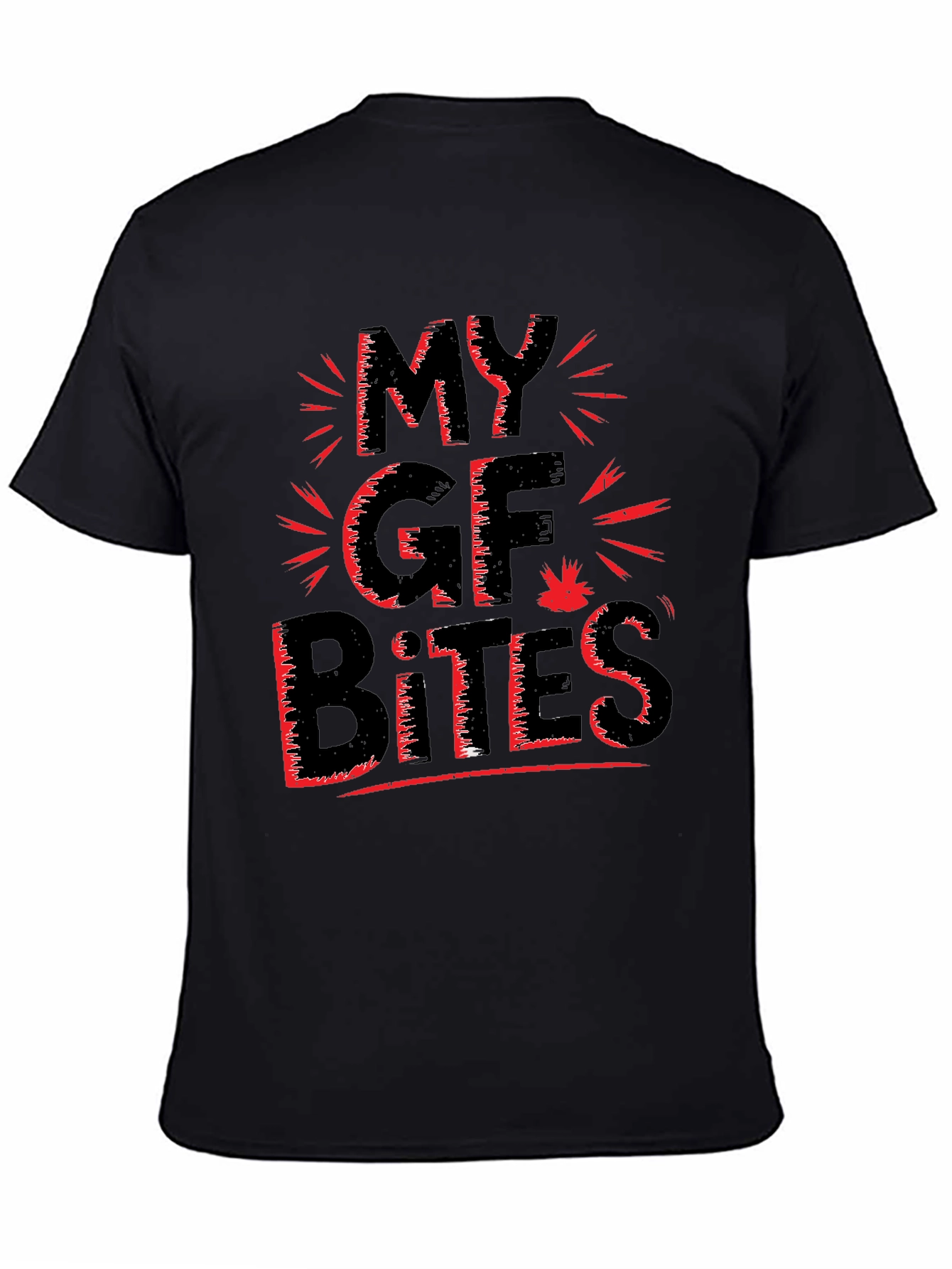 Black My GF Bites Graphic Tee - Funny Sarcastic T-Shirt view 4