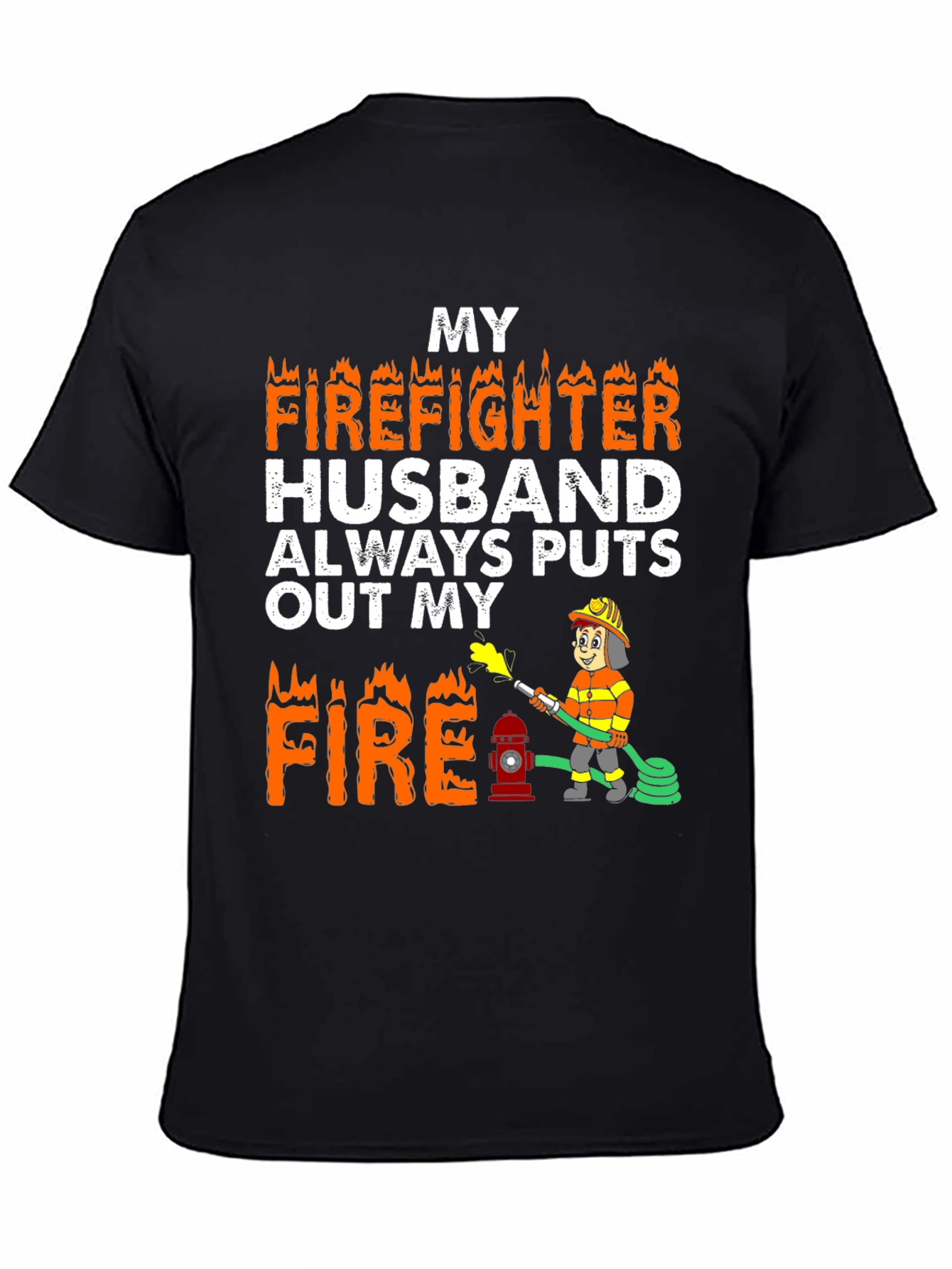 Black Firefighter Husband Graphic Tee view 4