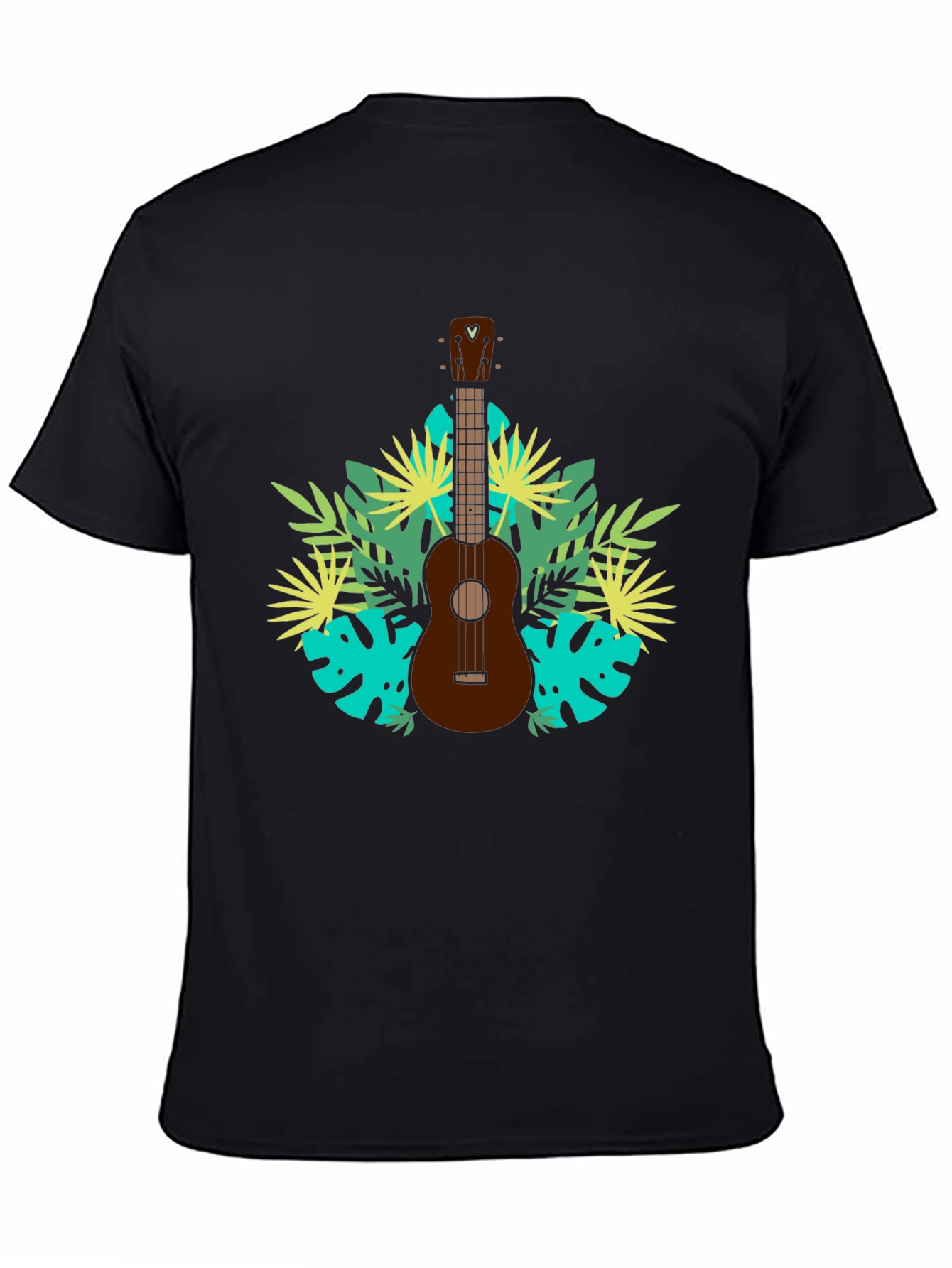 Black Tropical Ukulele T-Shirt - Island Vibes view 4