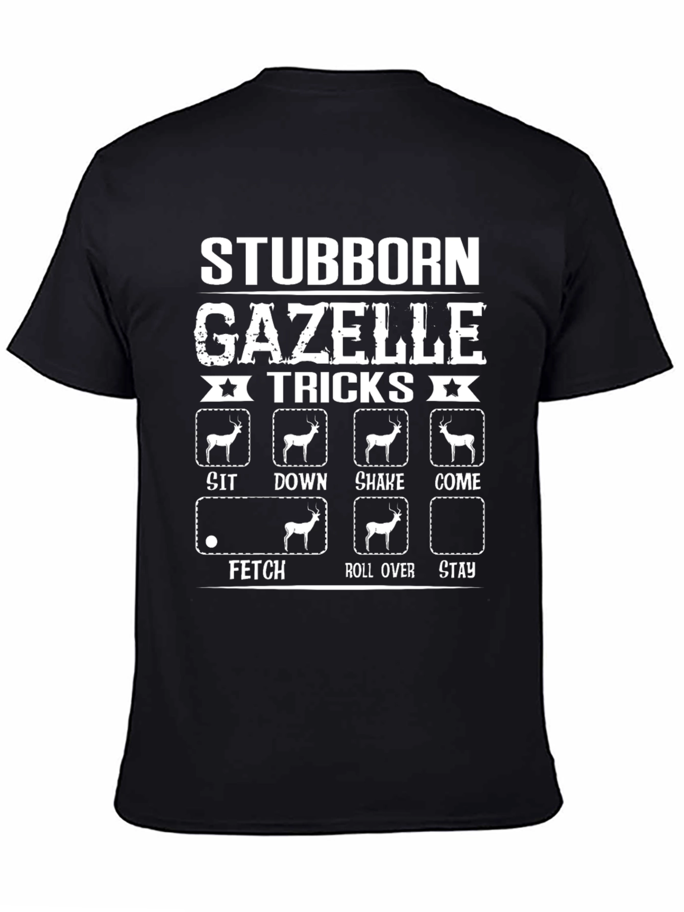 Black Stubborn Gazelle Tricks Graphic Tee - Funny Animal T-Shirt view 4