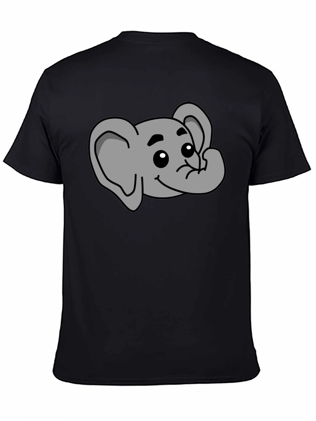 Black Cute Elephant Graphic T-Shirt - Black Cotton Tee view 4