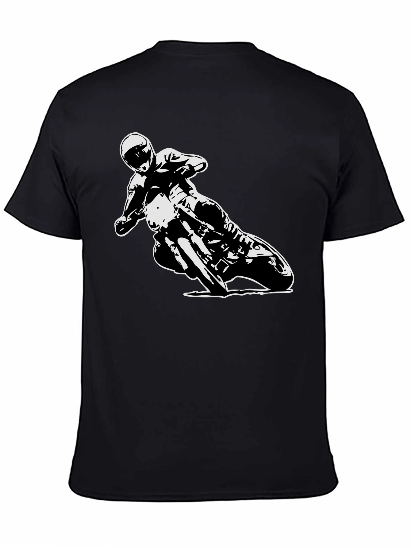 Black Motorcycle Rider Graphic Tee - Black Cotton T-Shirt view 4