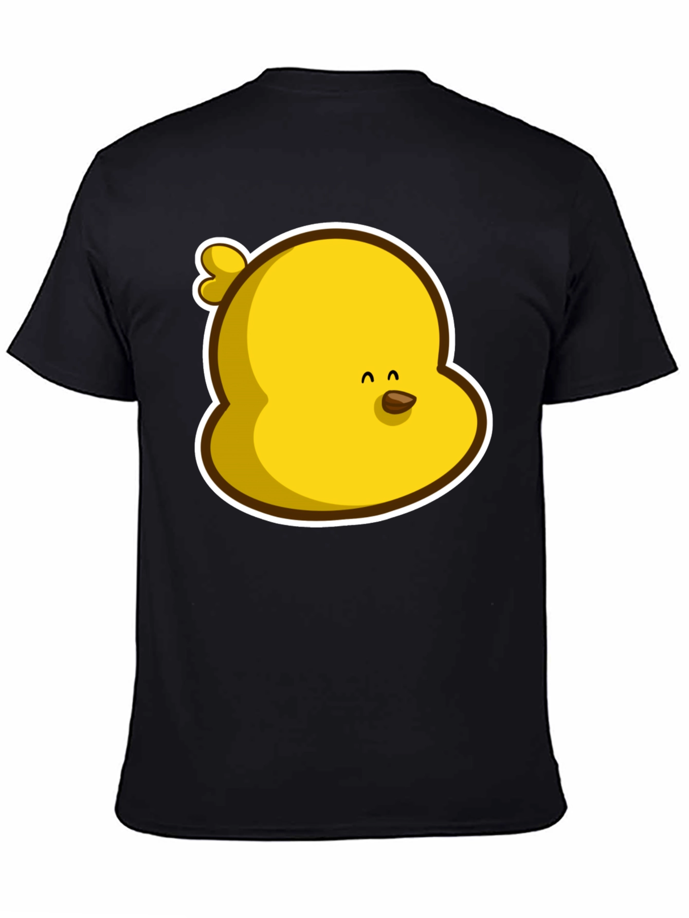 Black Cute Yellow Chick Graphic Print Black T-Shirt view 4