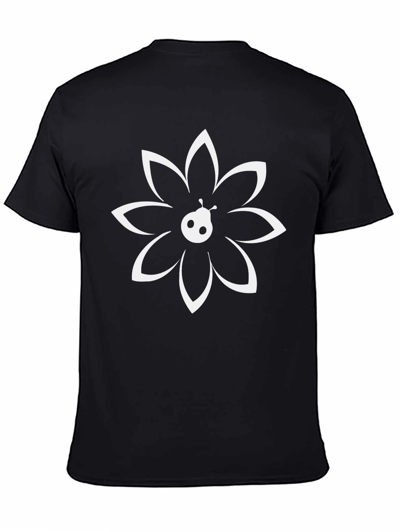 Black Flower Ladybug Graphic Tee - Soft Cotton Blend view 4