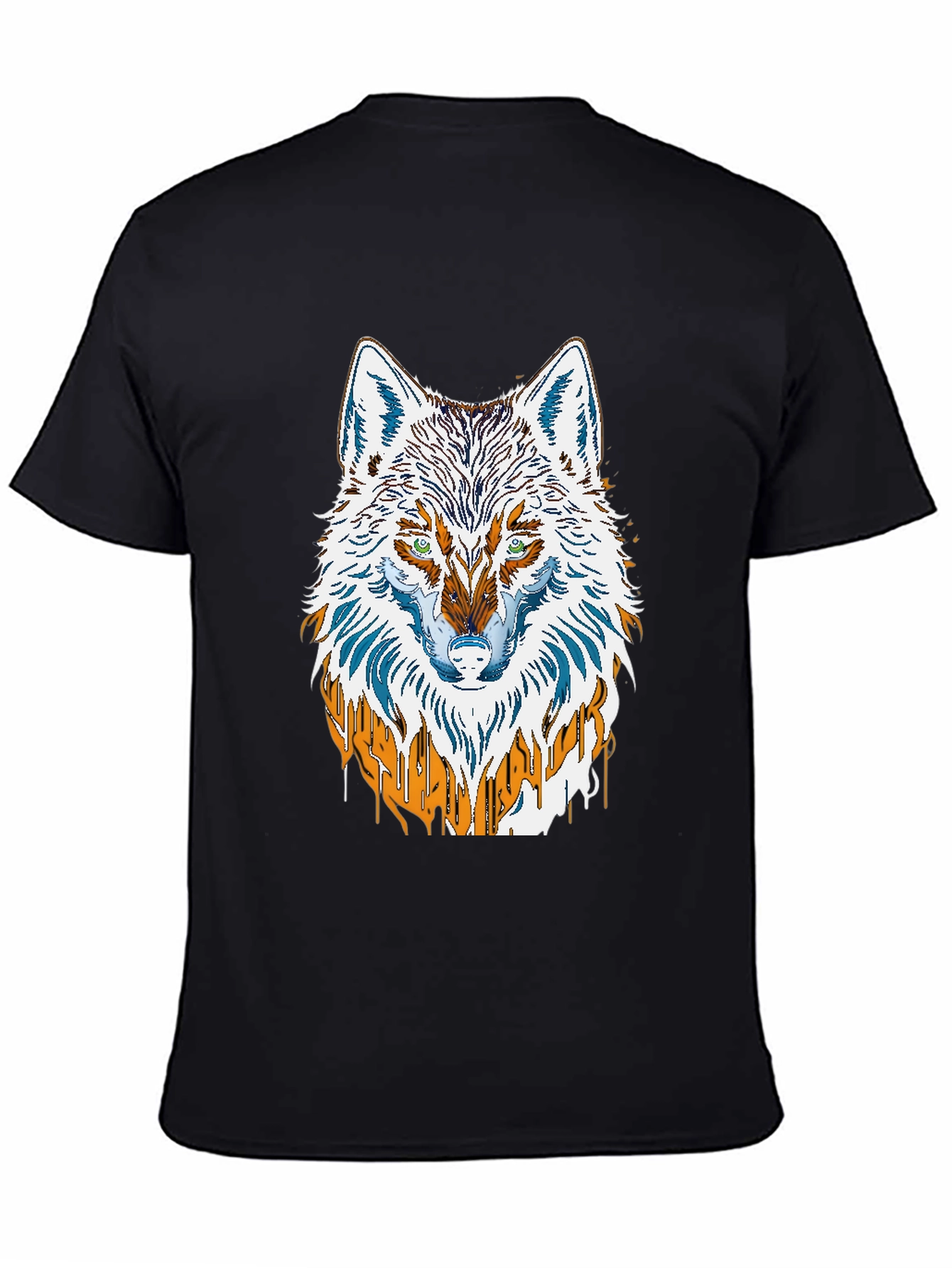 Black Wolf Graphic Print Men's Black T-Shirt view 4