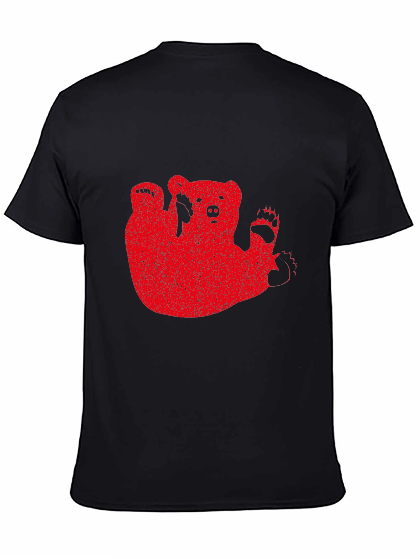 Black Red Bear Graphic Black T-Shirt Casual Wear view 4