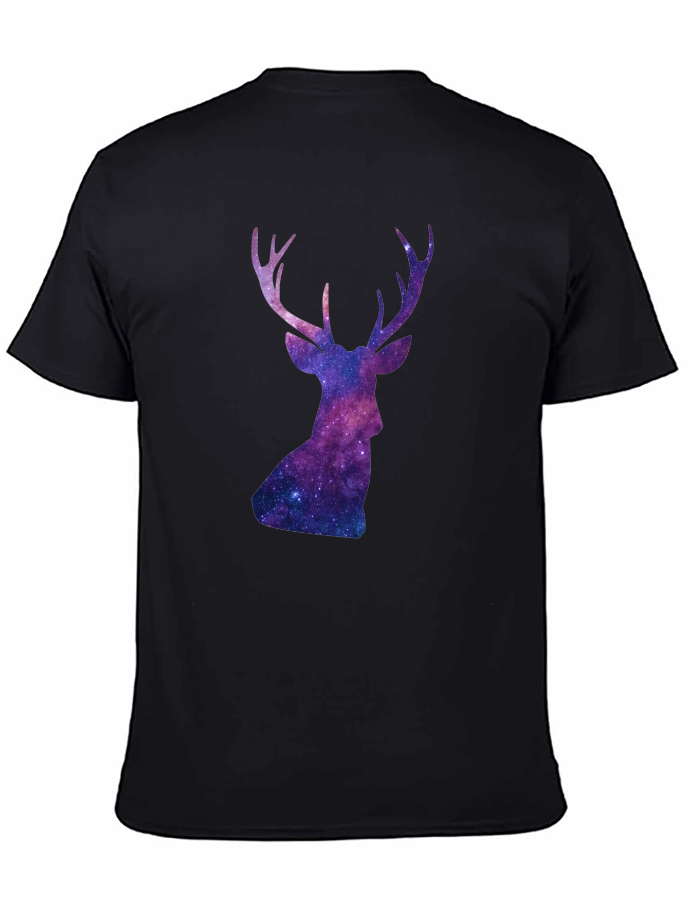 Black Cosmic Deer Graphic Tee - Black Cotton Blend view 4