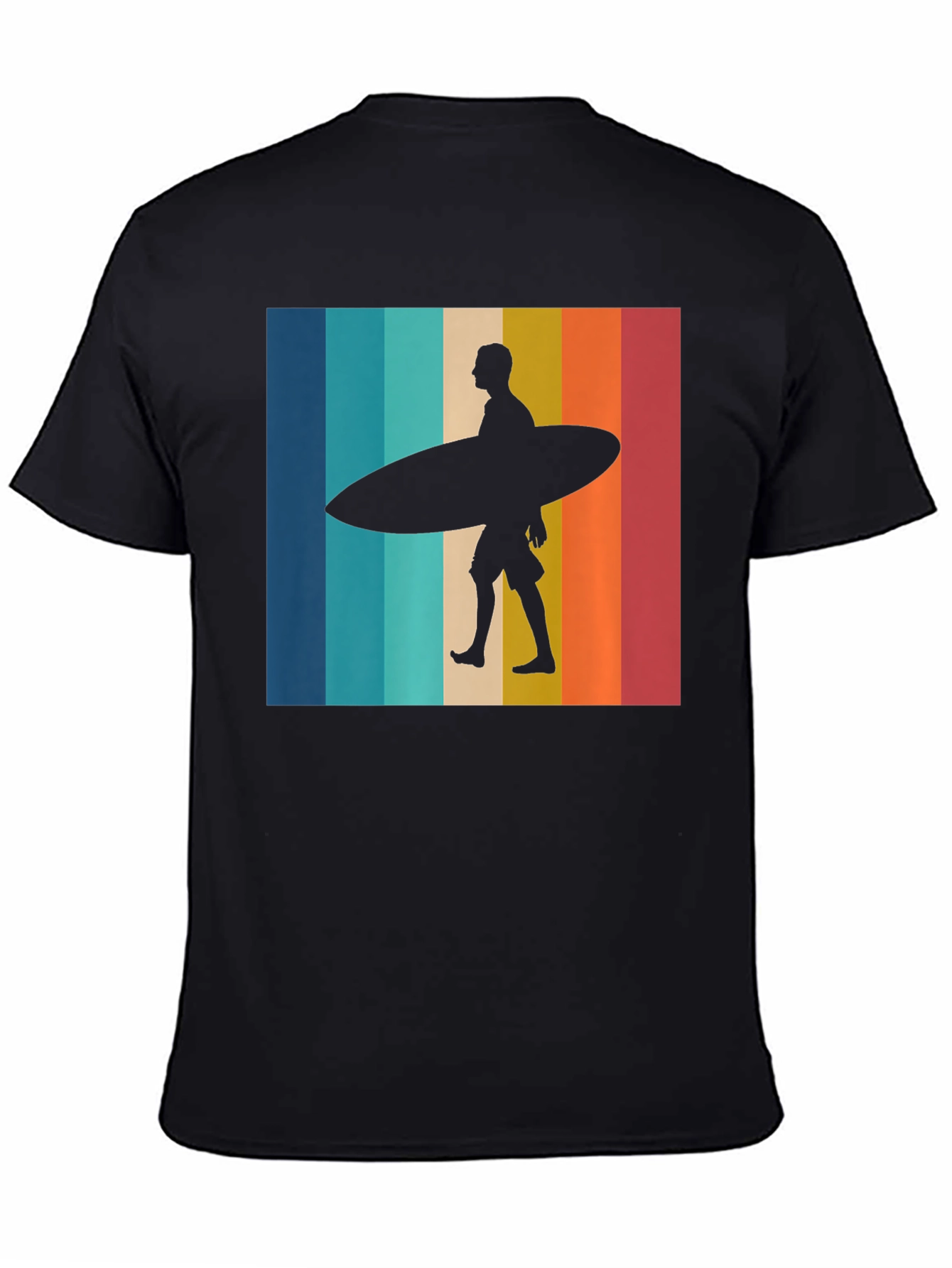 Black Retro Surfer Graphic Tee - Black Cotton T-Shirt view 4