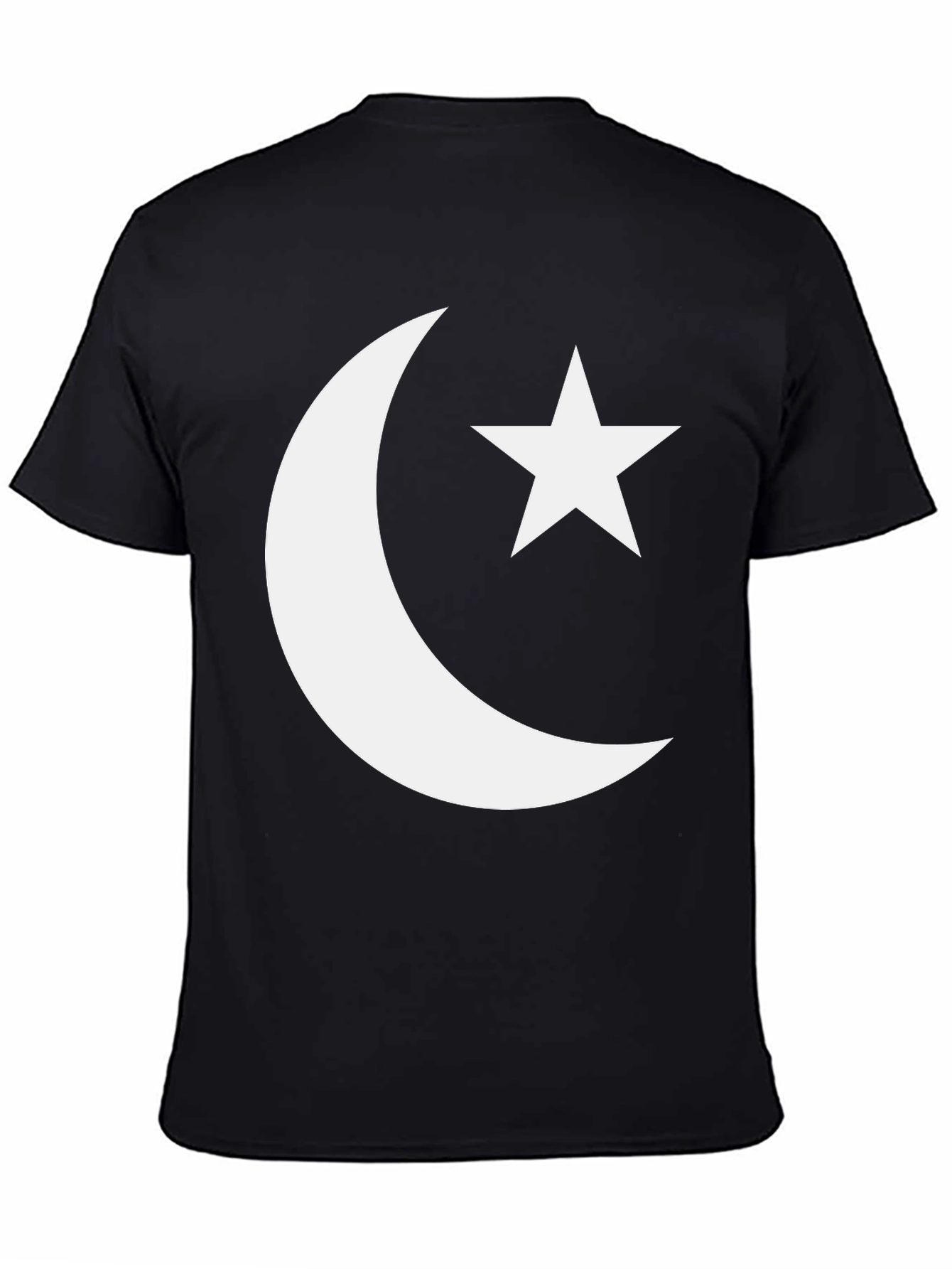 Black Crescent Moon & Star Graphic Tee - Black Cotton Blend view 4