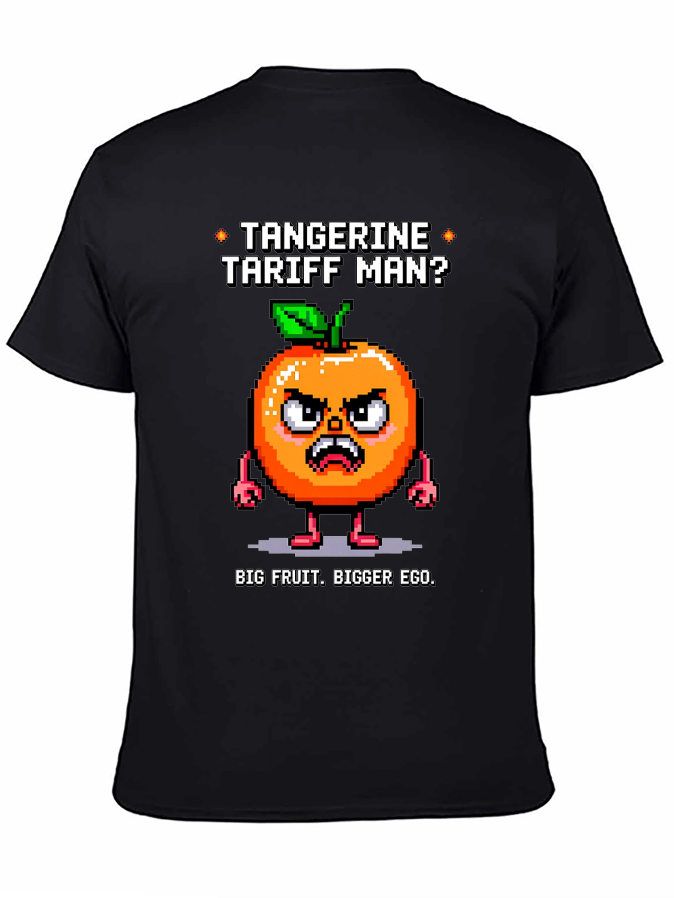 Black Tangerine Tariff Man Black T-Shirt view 4