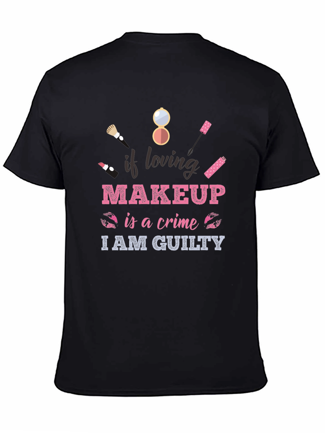 Black Makeup Lover Guilty T-Shirt - Cotton Blend Tee view 4