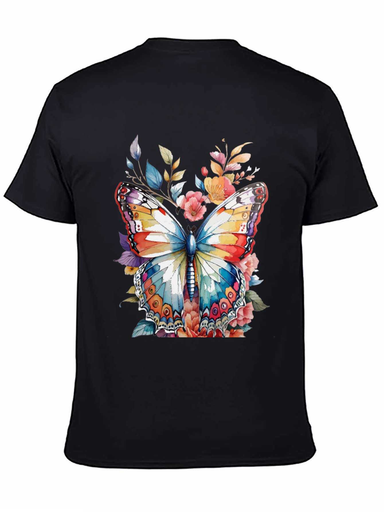 Black Butterfly Floral Graphic Print Men's Tee view 4