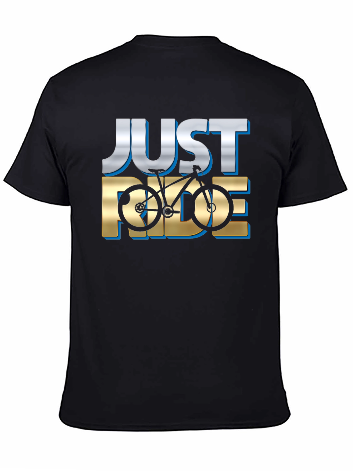 Black Just Ride Bicycle Graphic T-Shirt view 4