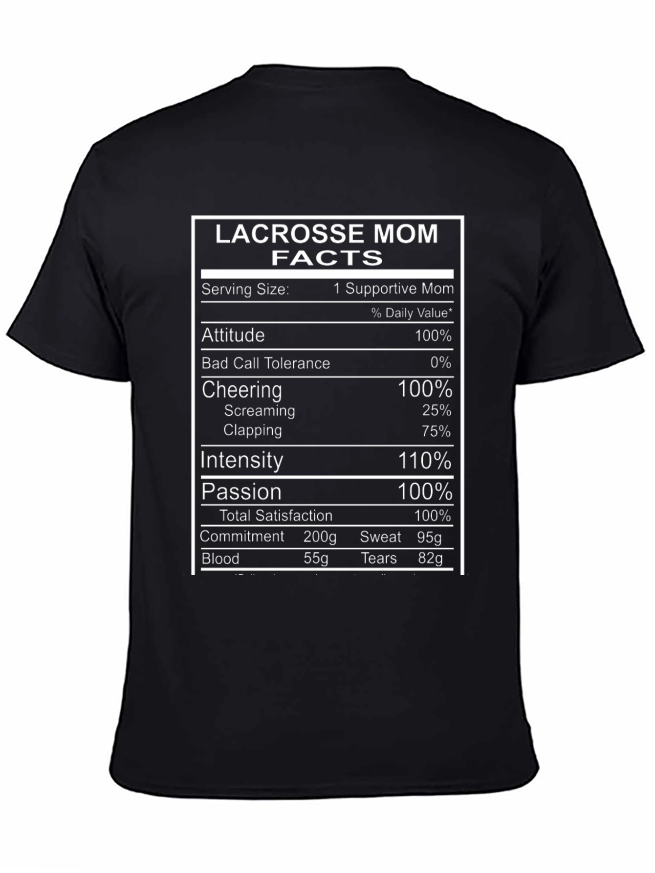 Lacrosse Mom Nutrition Facts T-Shirt - 4