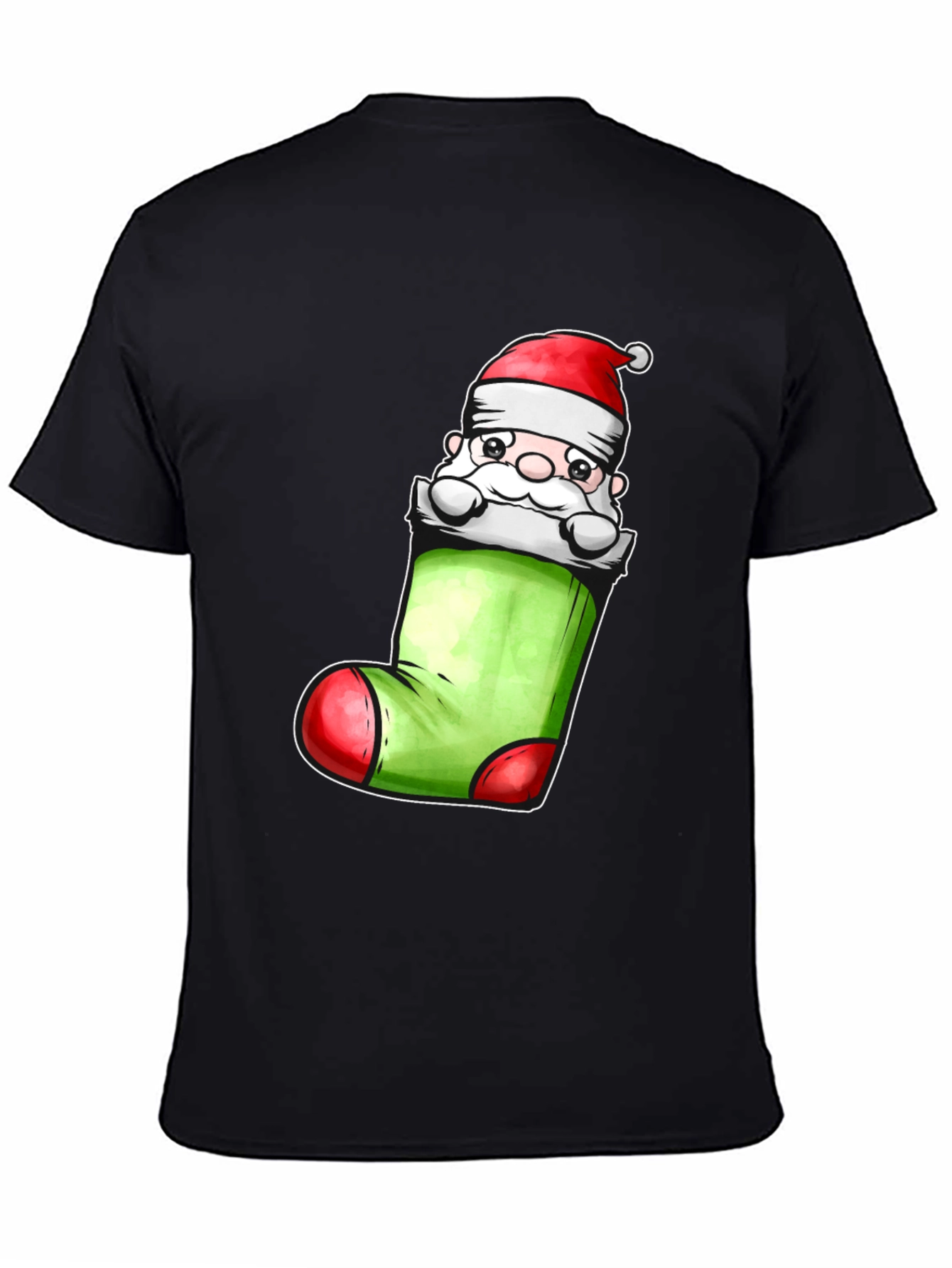 Black Santa in Stocking Graphic Tee view 4