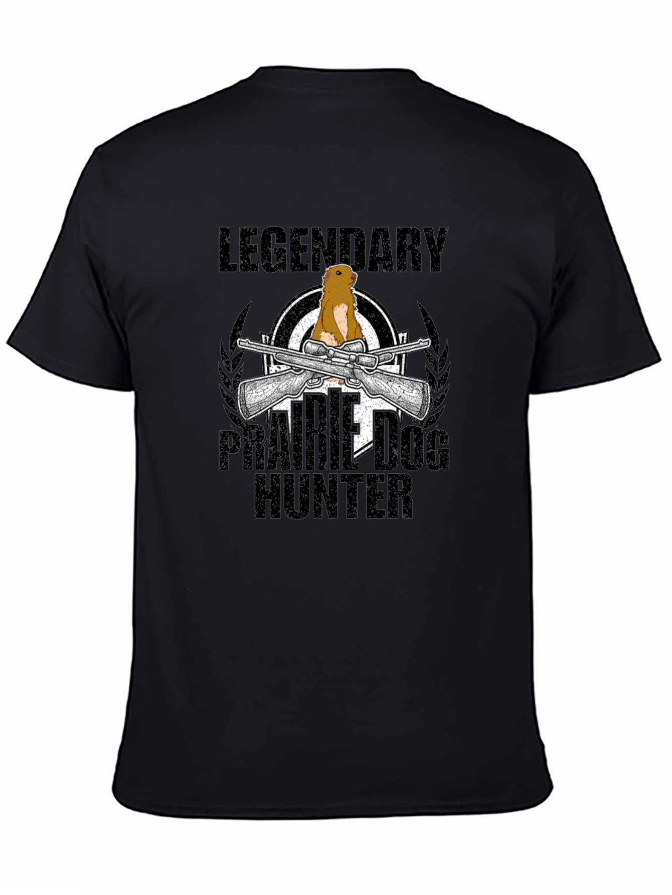 Black Legendary Prairie Dog Hunter Black T-Shirt view 4
