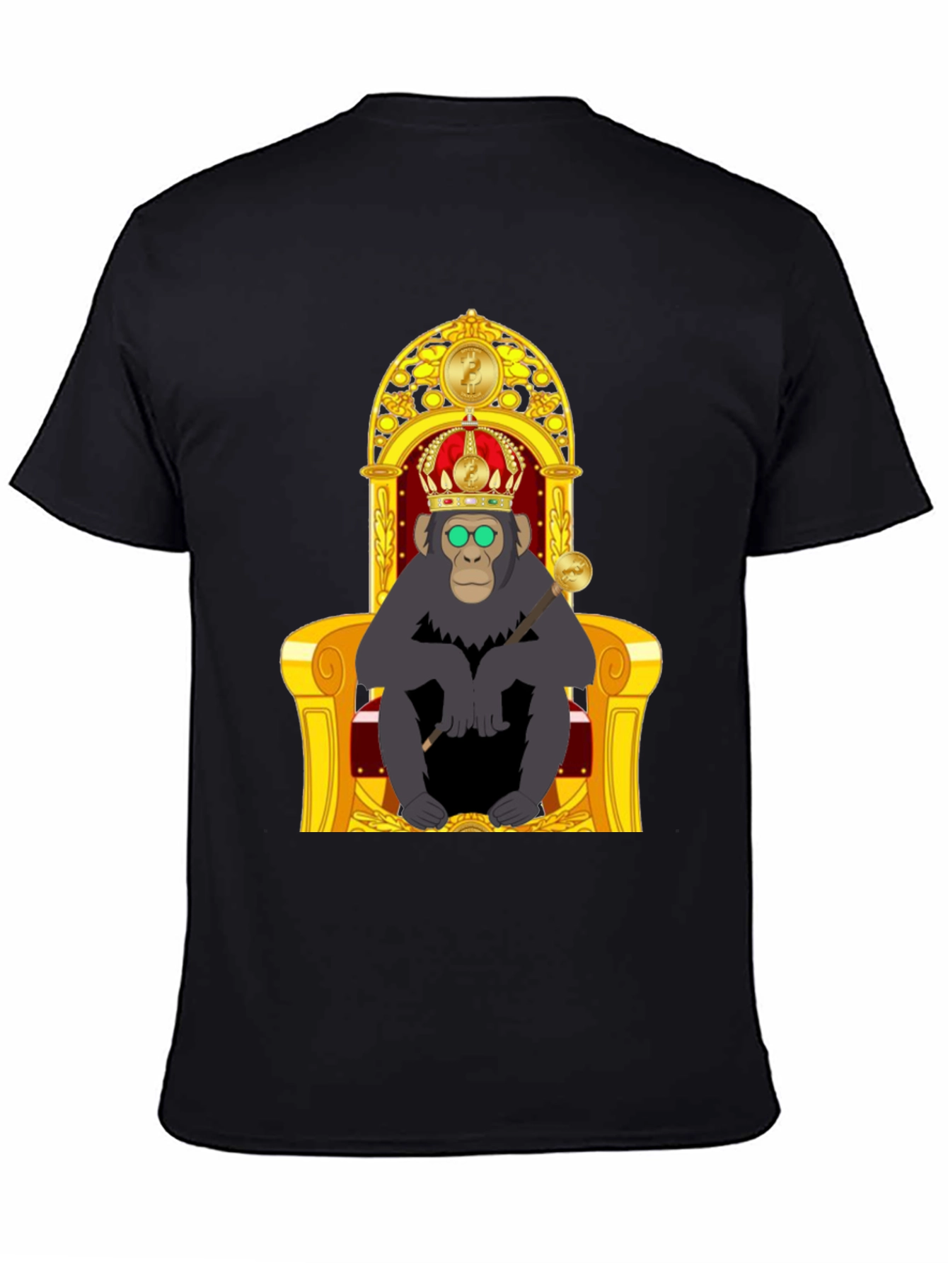 Black Ape King T-Shirt - Cartoon Gorilla on Throne view 4
