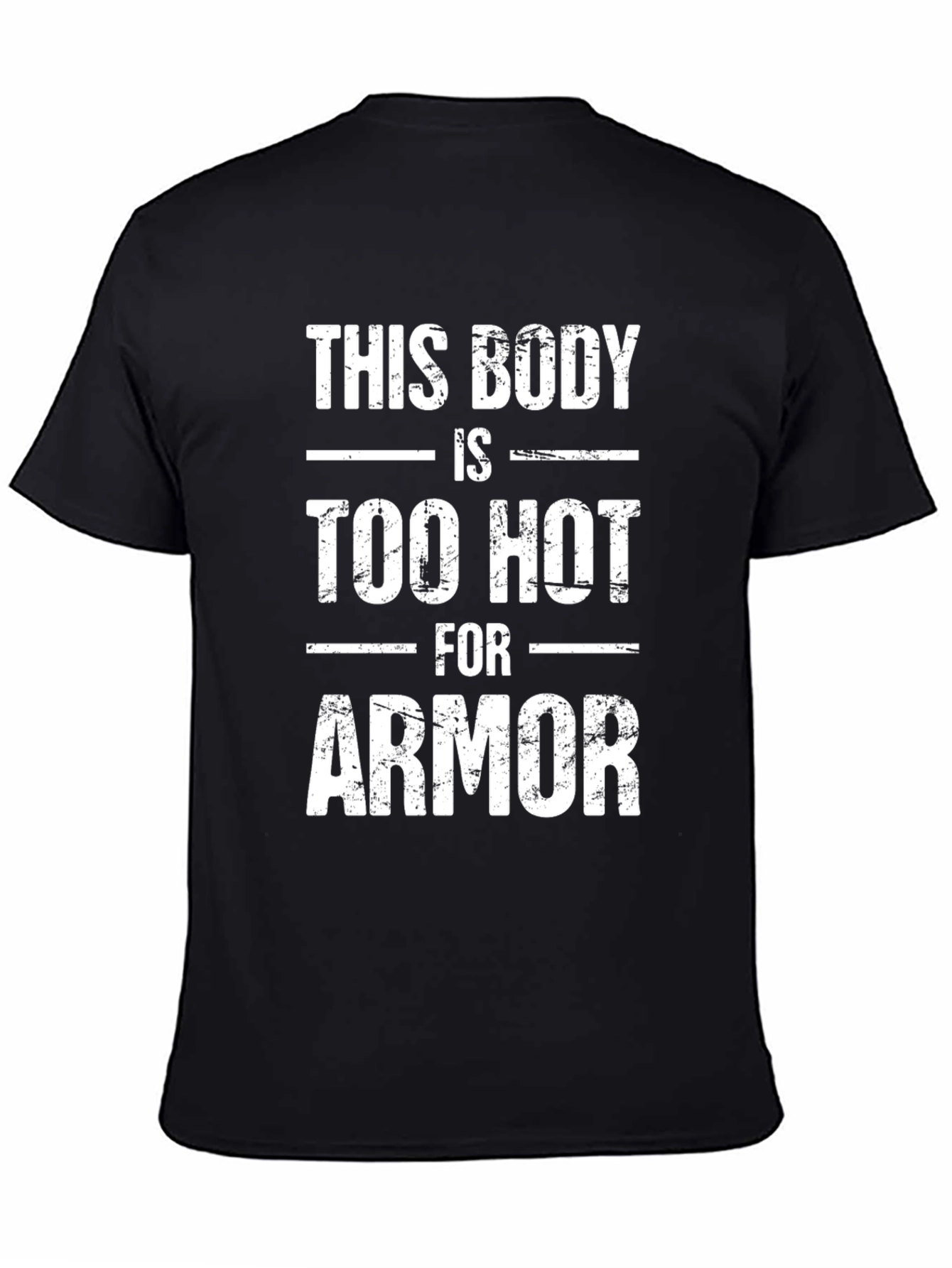 Black Funny "Too Hot For Armor" Graphic T-Shirt view 4