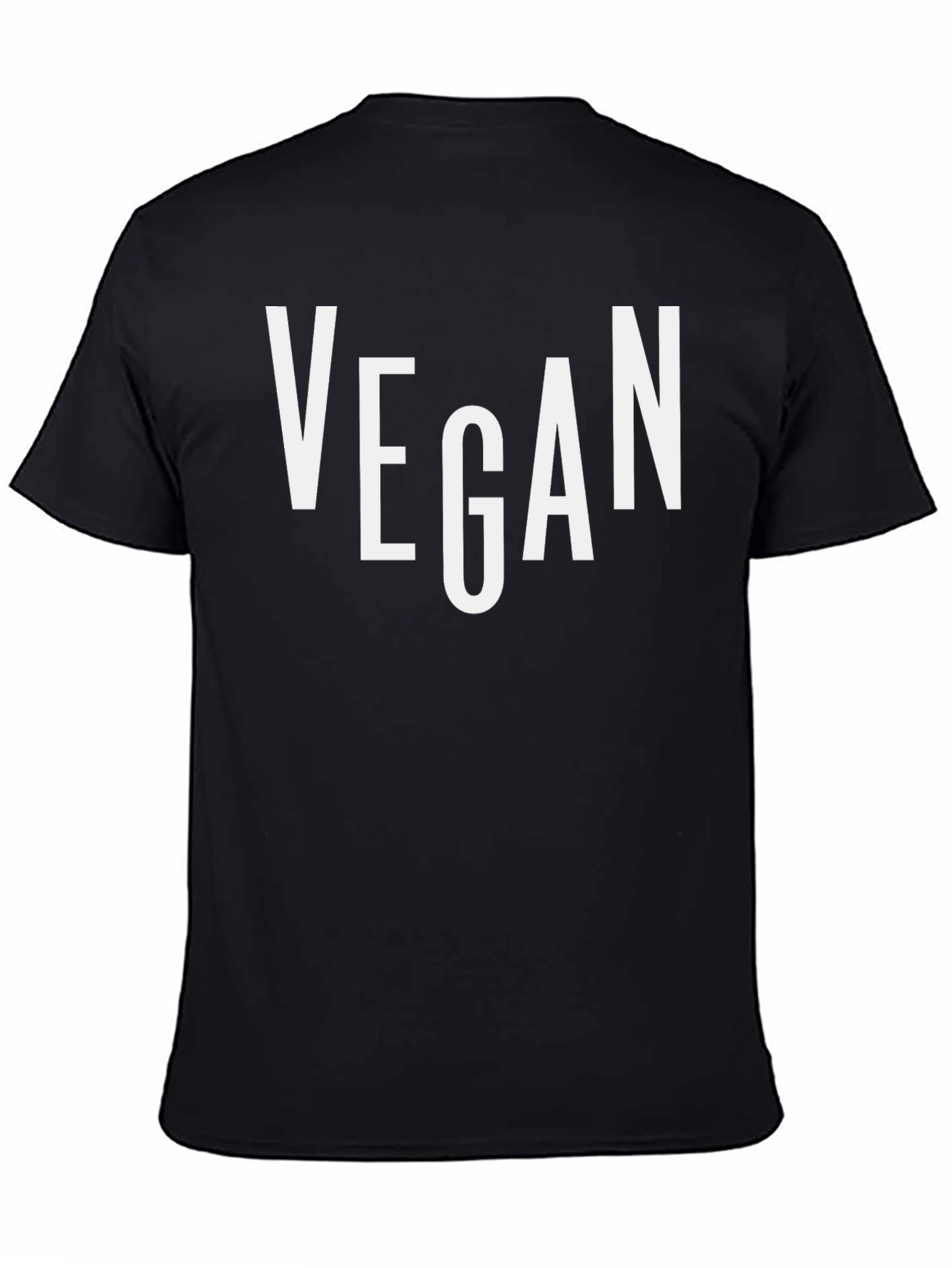 Black Vegan Statement T-Shirt - Bold White Lettering view 4