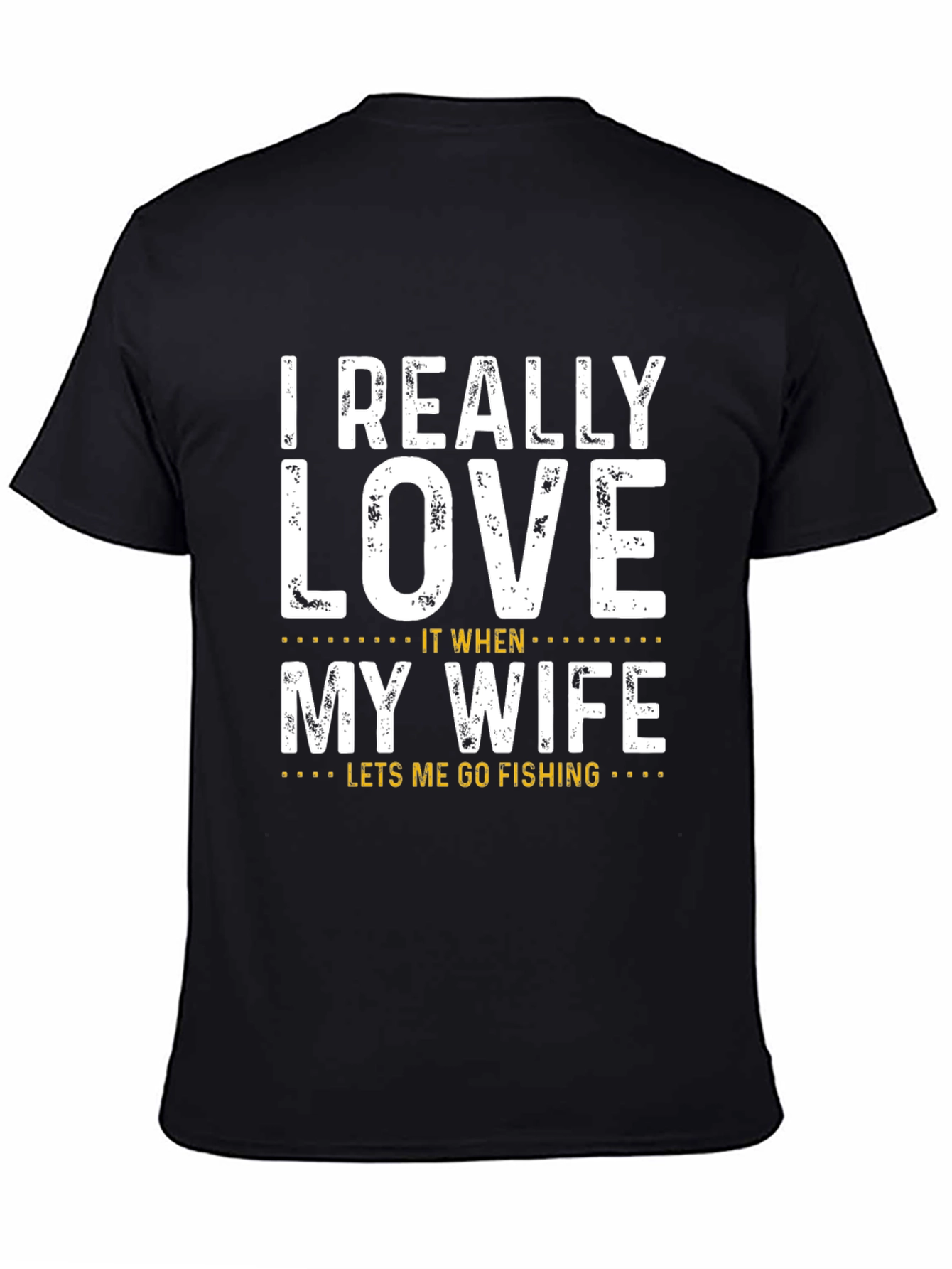 Black Fishing T-Shirt - Funny "Love My Wife" Design, Black view 4