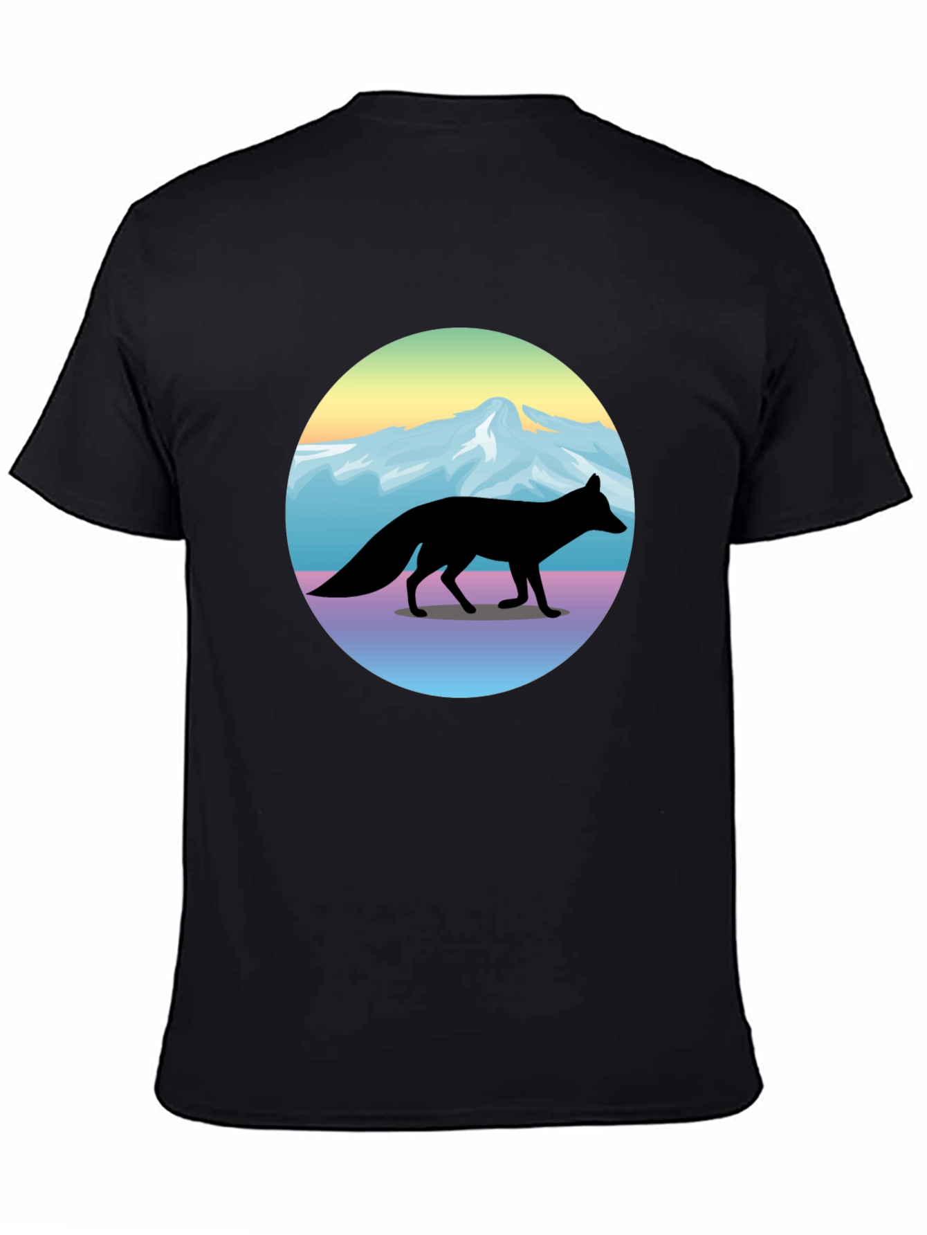 Black Fox Mountainscape Graphic T-Shirt - Unisex Black Tee view 4