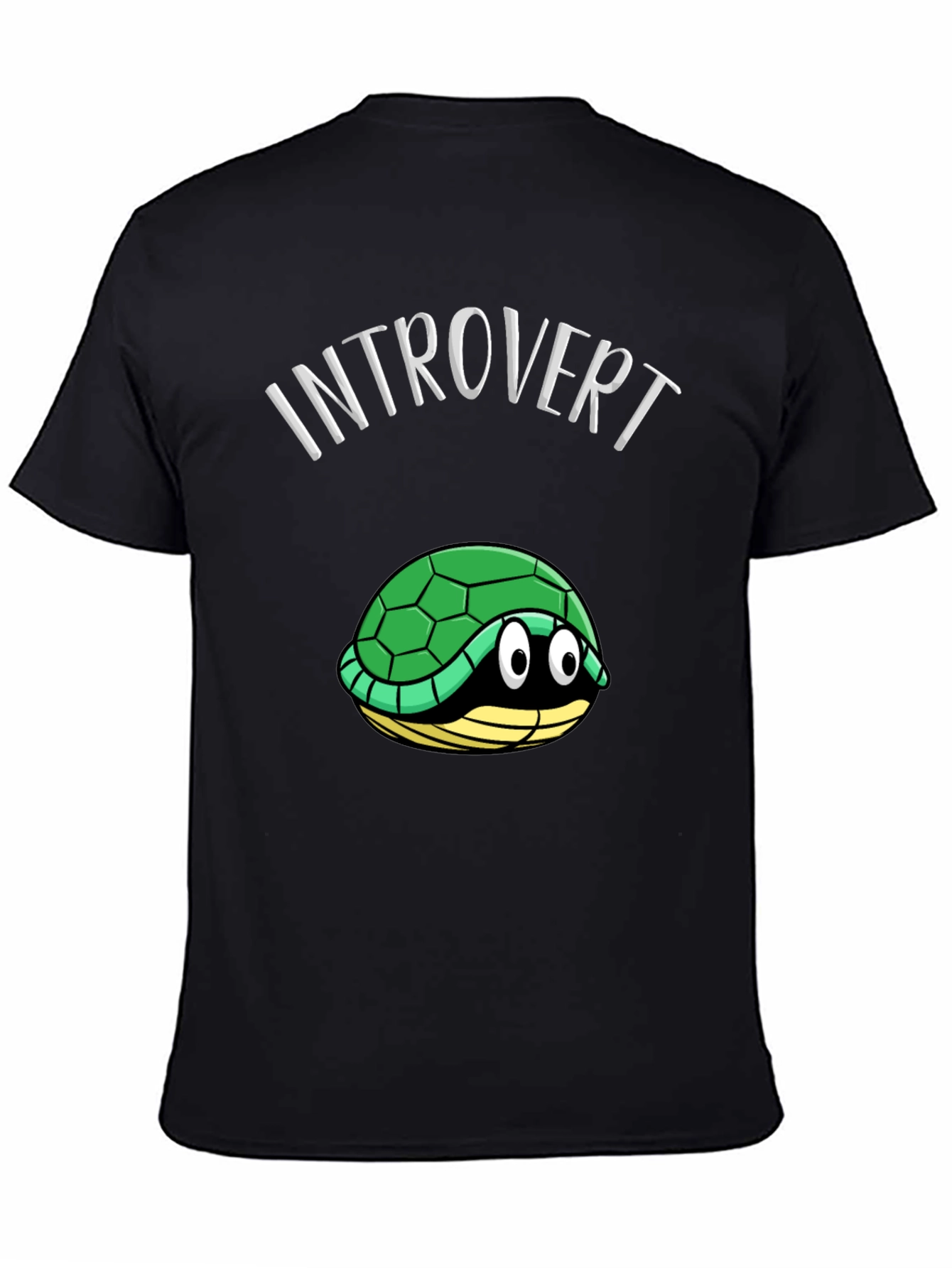 Black Introvert Turtle T-Shirt Funny Graphic Tee view 4