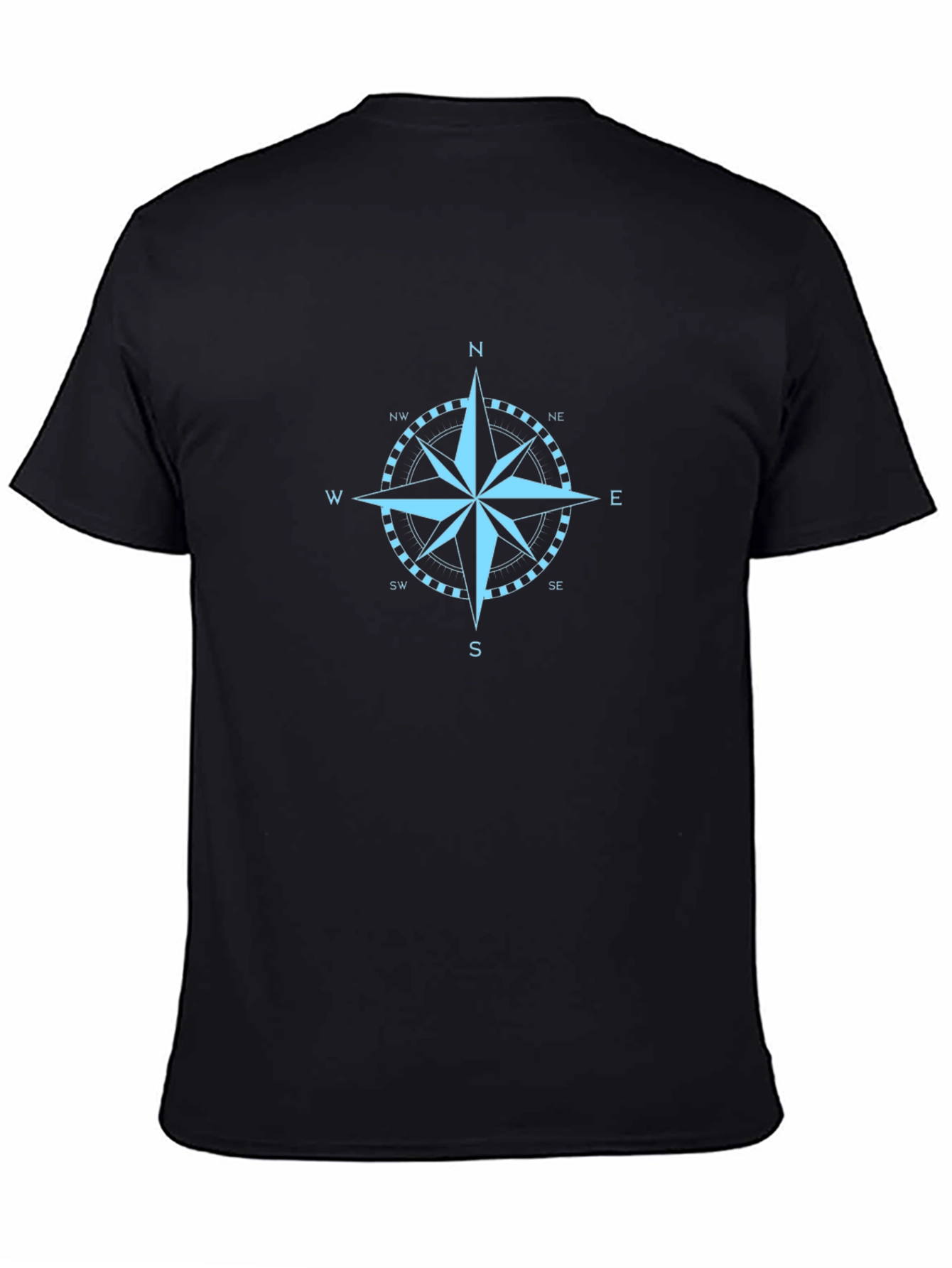 Black Nautical Compass Rose Graphic Tee - Black Cotton T-Shirt view 4