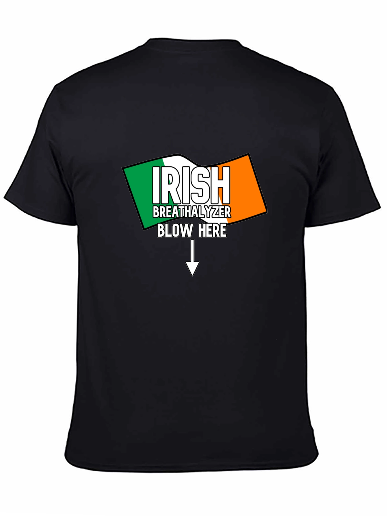 Black Irish Breathalyzer Blow Here T-Shirt view 4