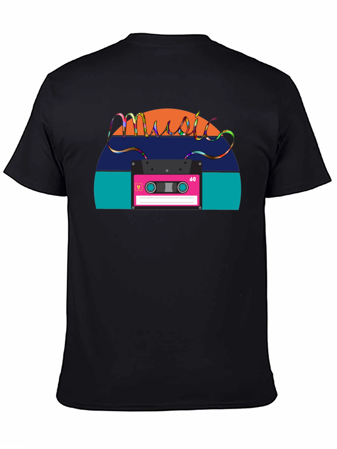 Black Retro Music Cassette T-Shirt - Vintage 80s Style view 4