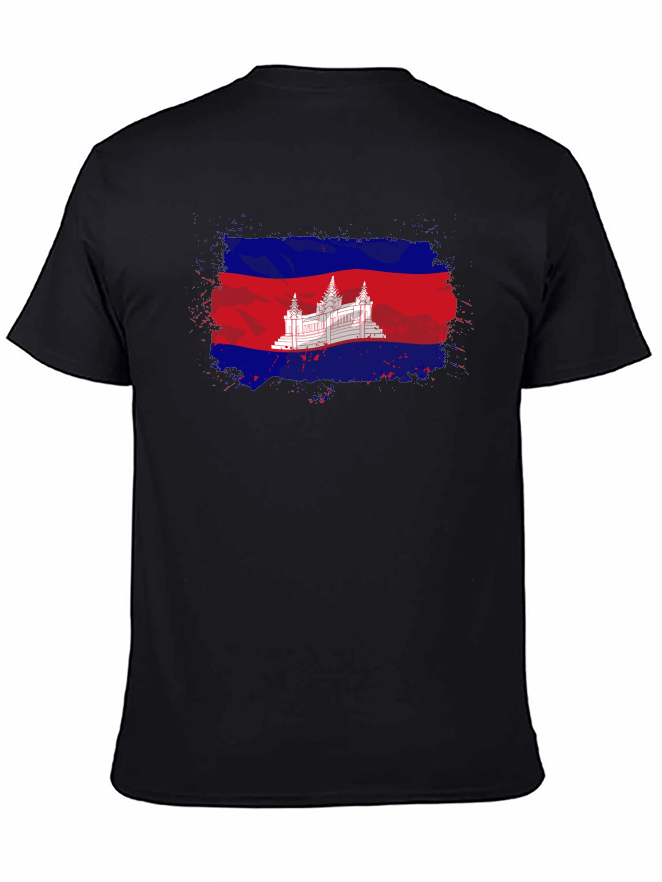 Black Cambodia Flag T-Shirt: Distressed Graphic Tee view 4