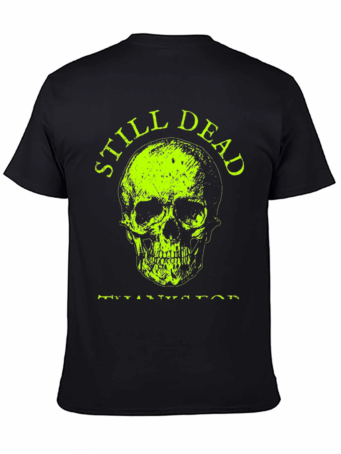 Black Still Dead Skull Graphic T-Shirt - Black view 4