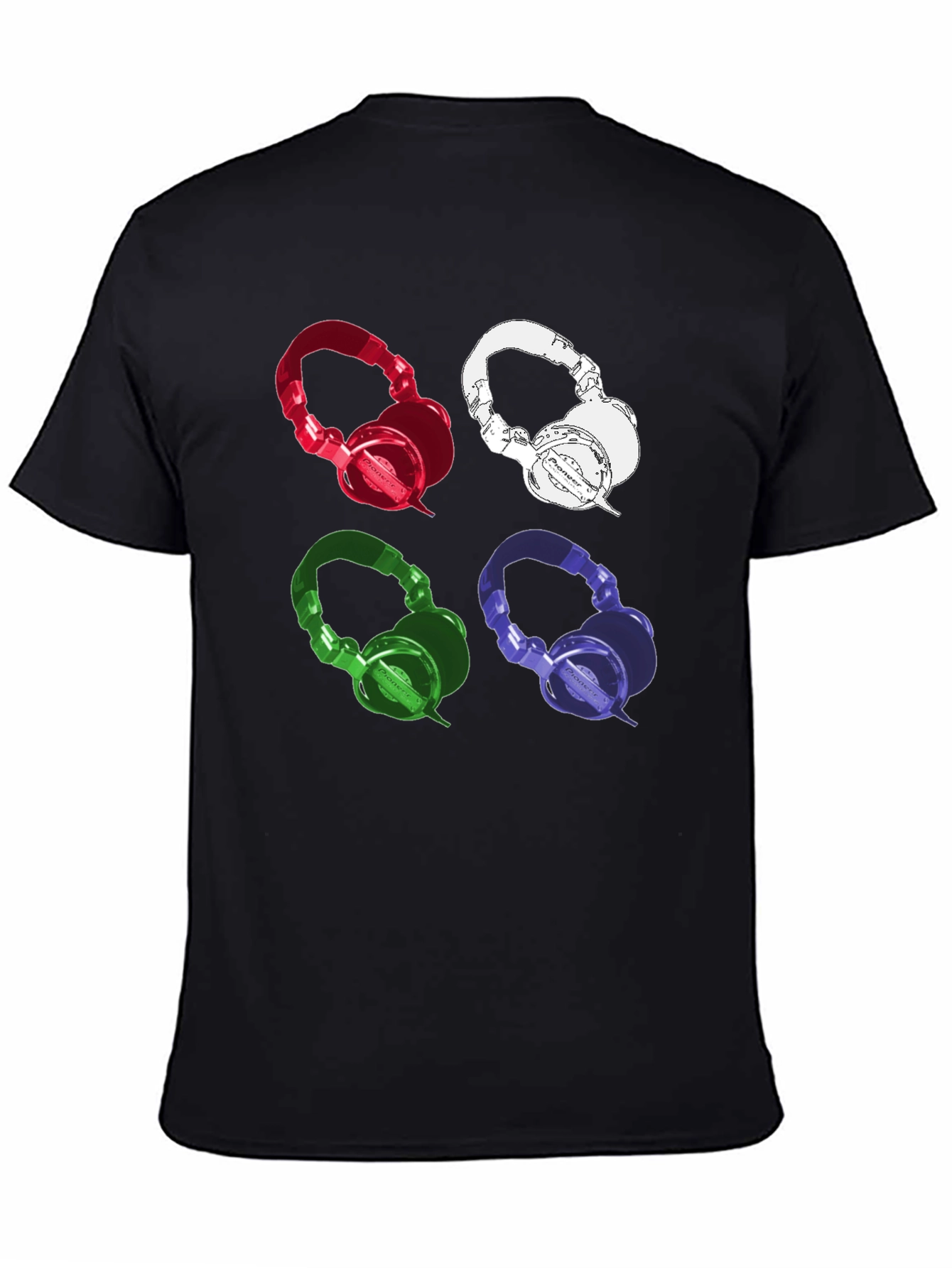 Black Colorful Headphones Graphic Print Tee view 4